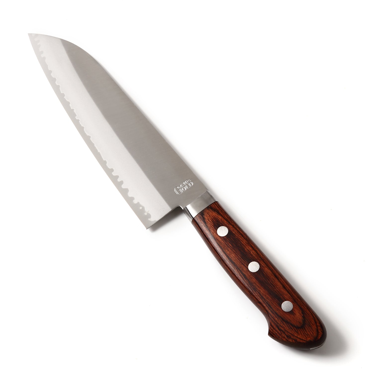 Syosaku Japanese Multi-Purpose Chef Knife VG-1 Gold Stainless Steel Mahogany Handle, Santoku 6.5-inch (165mm)