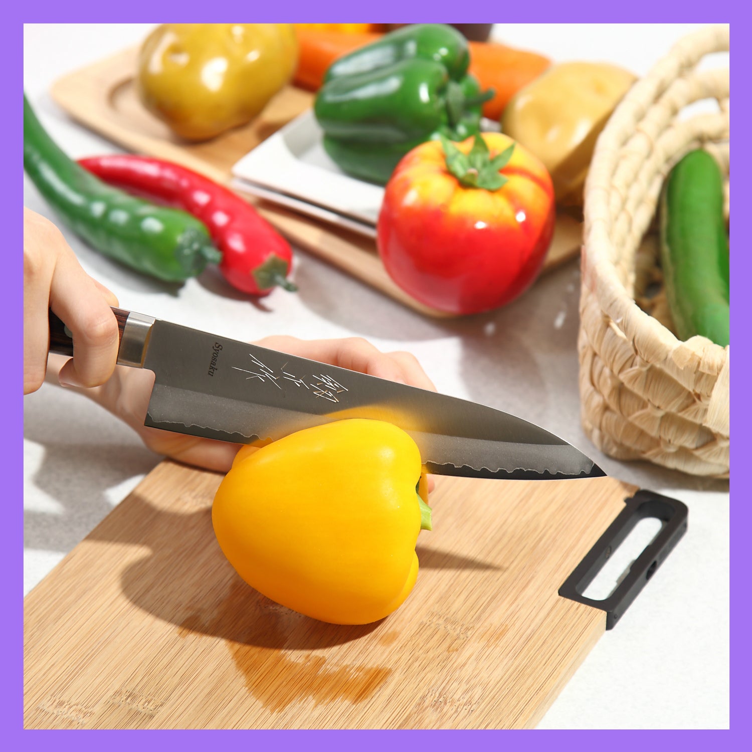 Syosaku Japanese Chef Knife VG-1 Gold Stainless Steel Mahogany Handle, Gyuto 7-inch (180mm)