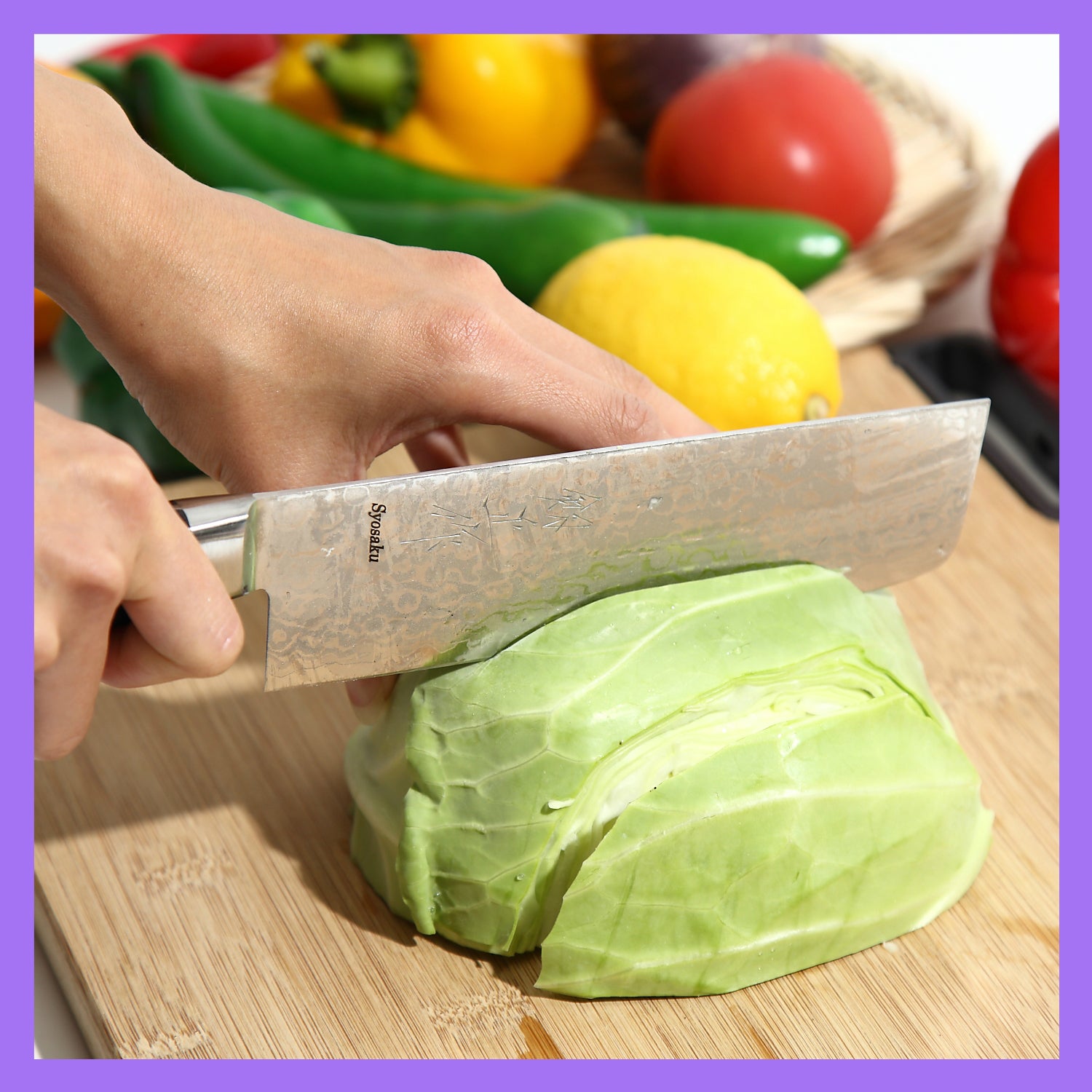 Syosaku Japanese Vegetable Knife Shaded Damascus VG-10 16 Layer Black Pakkawood Handle, Nakiri 6.3-inch (160mm)