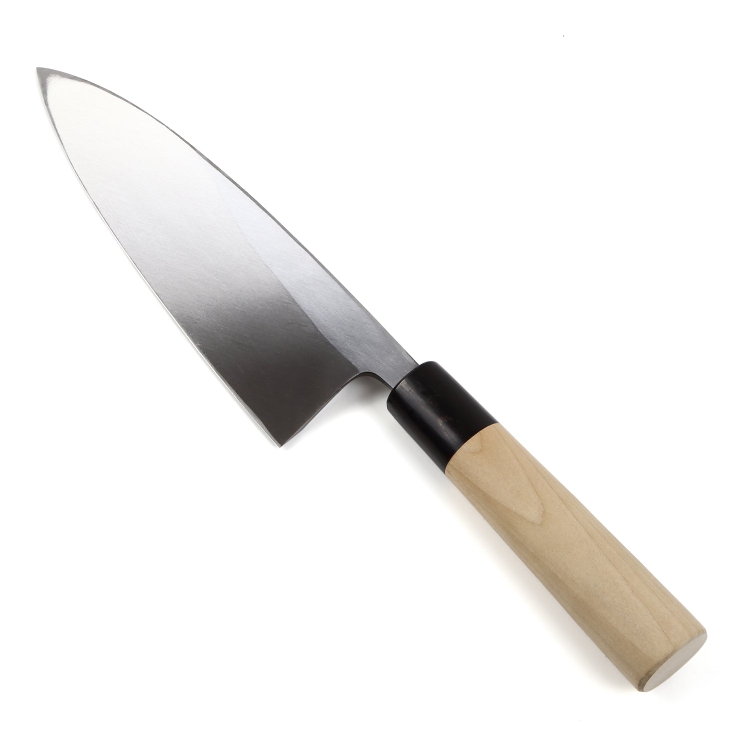 Syosaku Japanese Sushi Fillet Chef Knife Shiroko (White Steel) No.2 D-Shape Magnolia Wood Handle, Deba 7-inch (180mm)