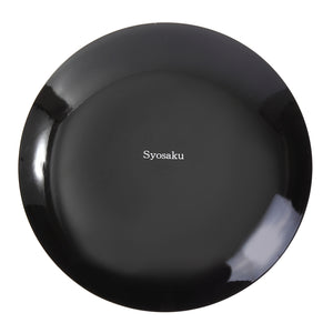 Syosaku Japanese Urushi Glass Flat Dinner Plate 11-inch (28cm) Gradation Black, Dishwasher Safe