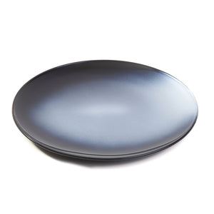 Syosaku Japanese Urushi Glass Flat Dinner Plate 11-inch (28cm) Gradation Black, Dishwasher Safe
