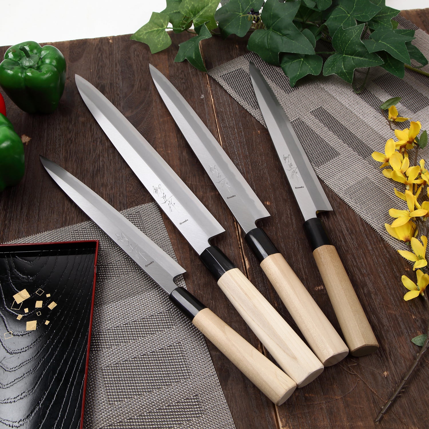 Syosaku Japanese Sushi Sashimi Chef Knife Shiroko (White Steel) No.2 D-Shape Magnolia Wood Handle, Yanagiba 9.5-inch (240mm) - Syosaku-Japan