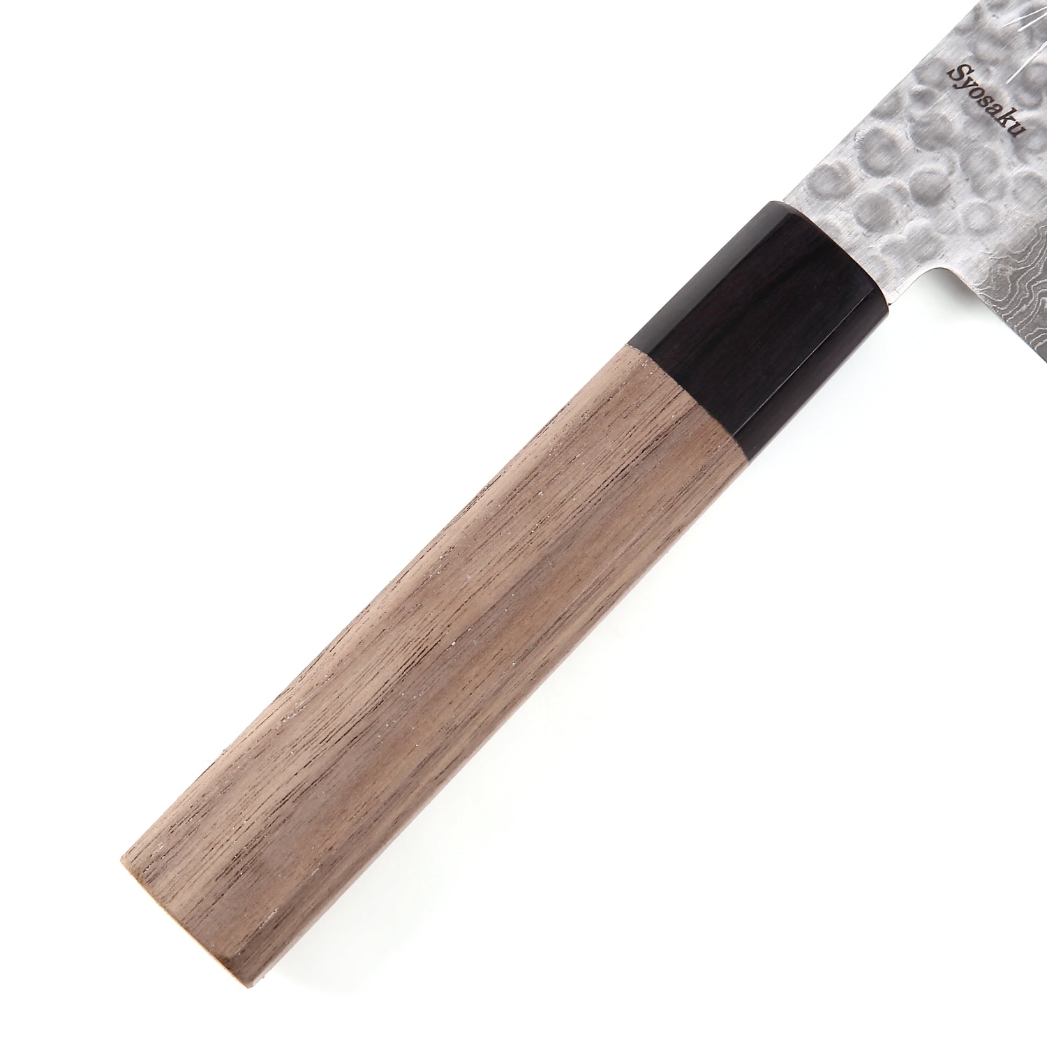 Syosaku Japanese Vegetable Knife Hammered Damascus VG-10 46 Layer Octagonal Walnut Handle, Nakiri 6.3-inch (160mm)