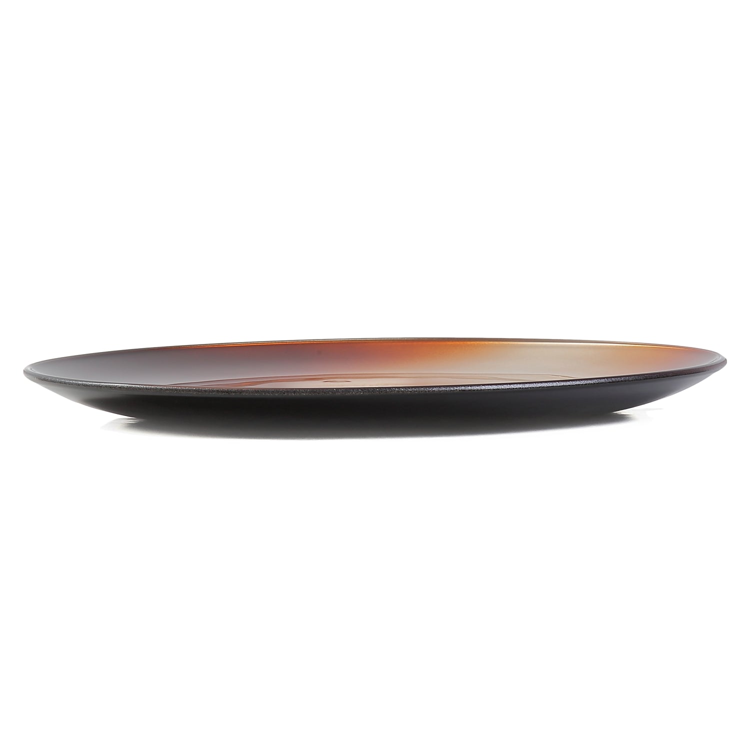 Syosaku Japanese Urushi Glass Flat Dinner Plate 11-inch (28cm) Gradation Brown, Dishwasher Safe