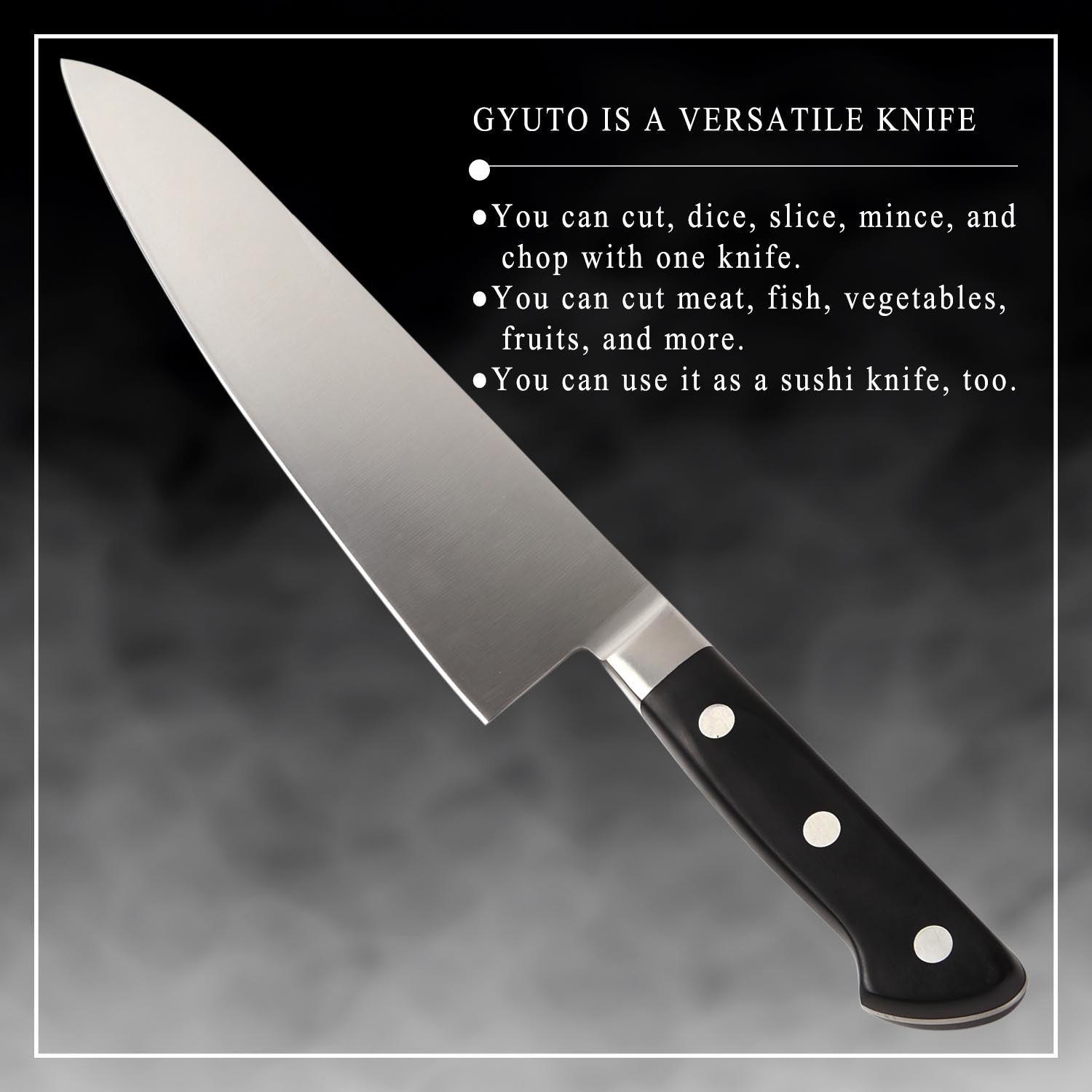 Syosaku Japanese Best Sharp Kitchen Chef Knife Premium Molybdenum Stainless Steel, Gyuto 8.3-inch (210mm)