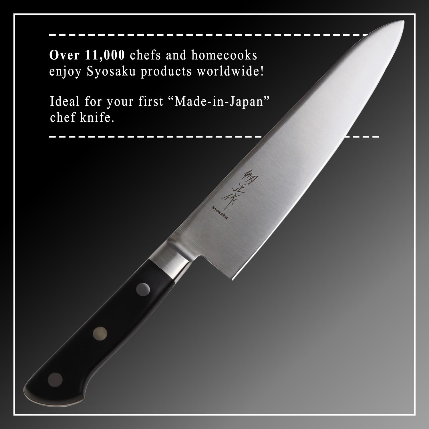 Syosaku Japanese Best Sharp Kitchen Chef Knife Premium Molybdenum Stainless Steel, Gyuto 9.5-inch (240mm)
