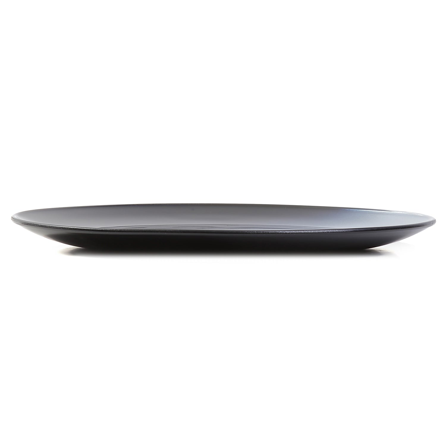 Syosaku Japanese Urushi Glass Flat Dinner Plate 11-inch (28cm) Gradation Black, Dishwasher Safe