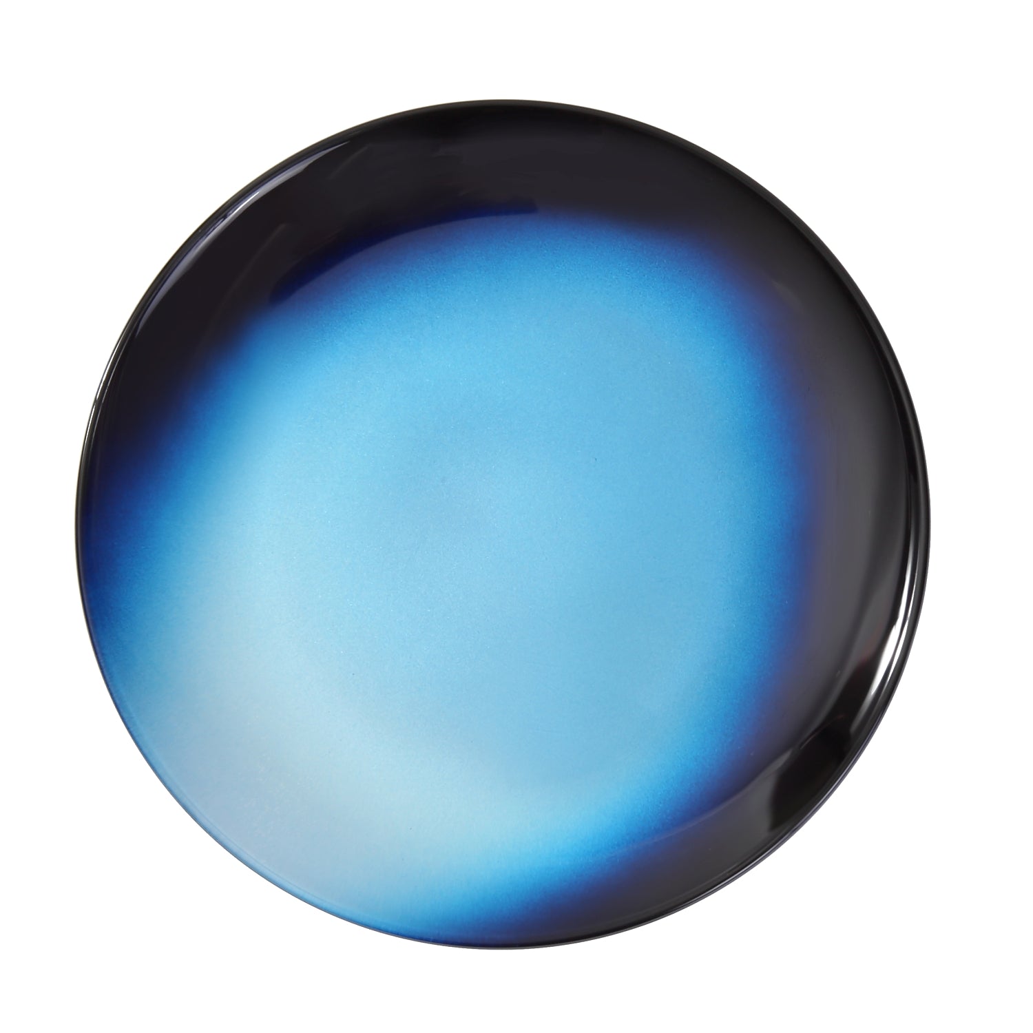 Syosaku Japanese Urushi Glass Flat Dinner Plate 11-inch (28cm) Gradation Blue, Dishwasher Safe