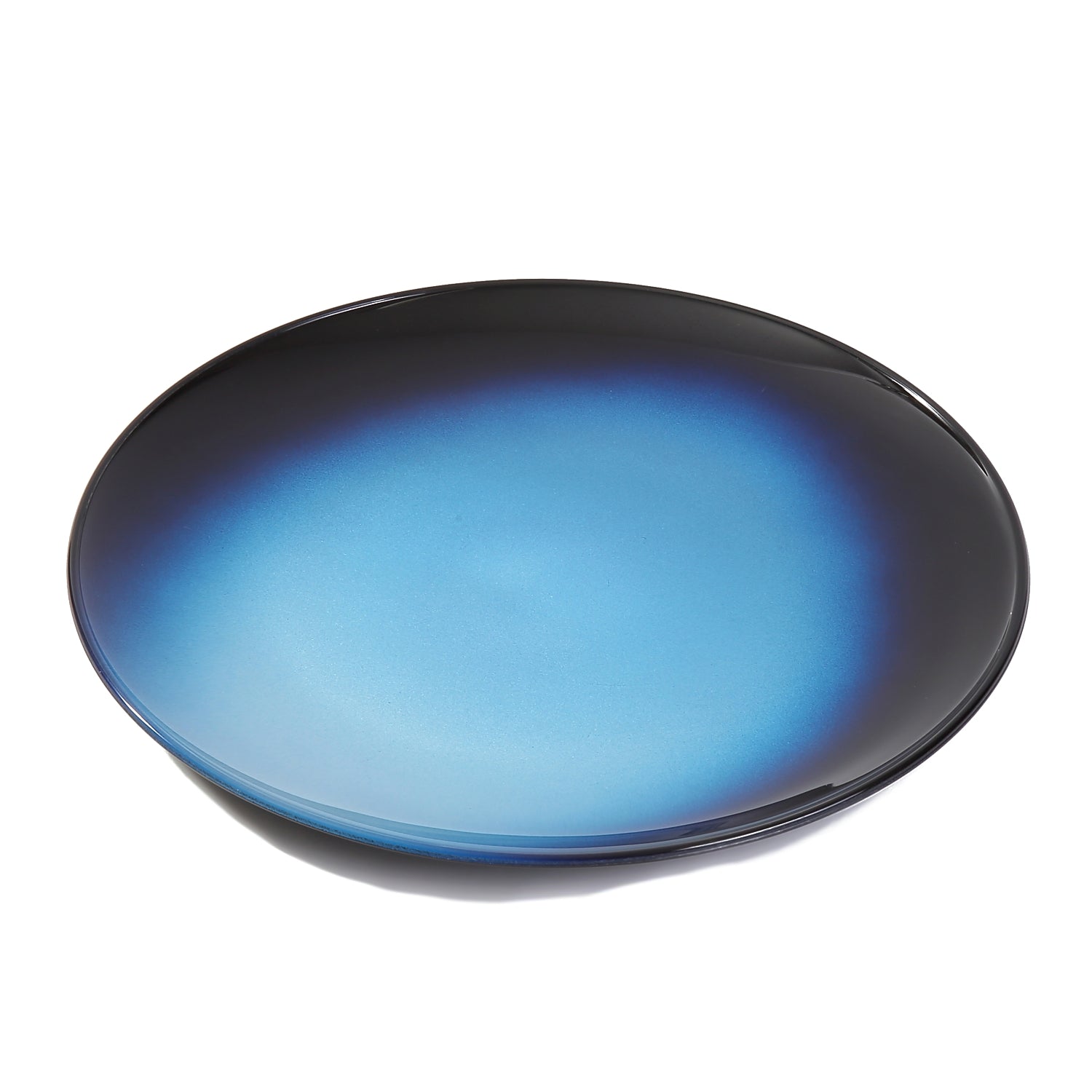 Syosaku Japanese Urushi Glass Flat Dinner Plate 11-inch (28cm) Gradation Blue, Dishwasher Safe