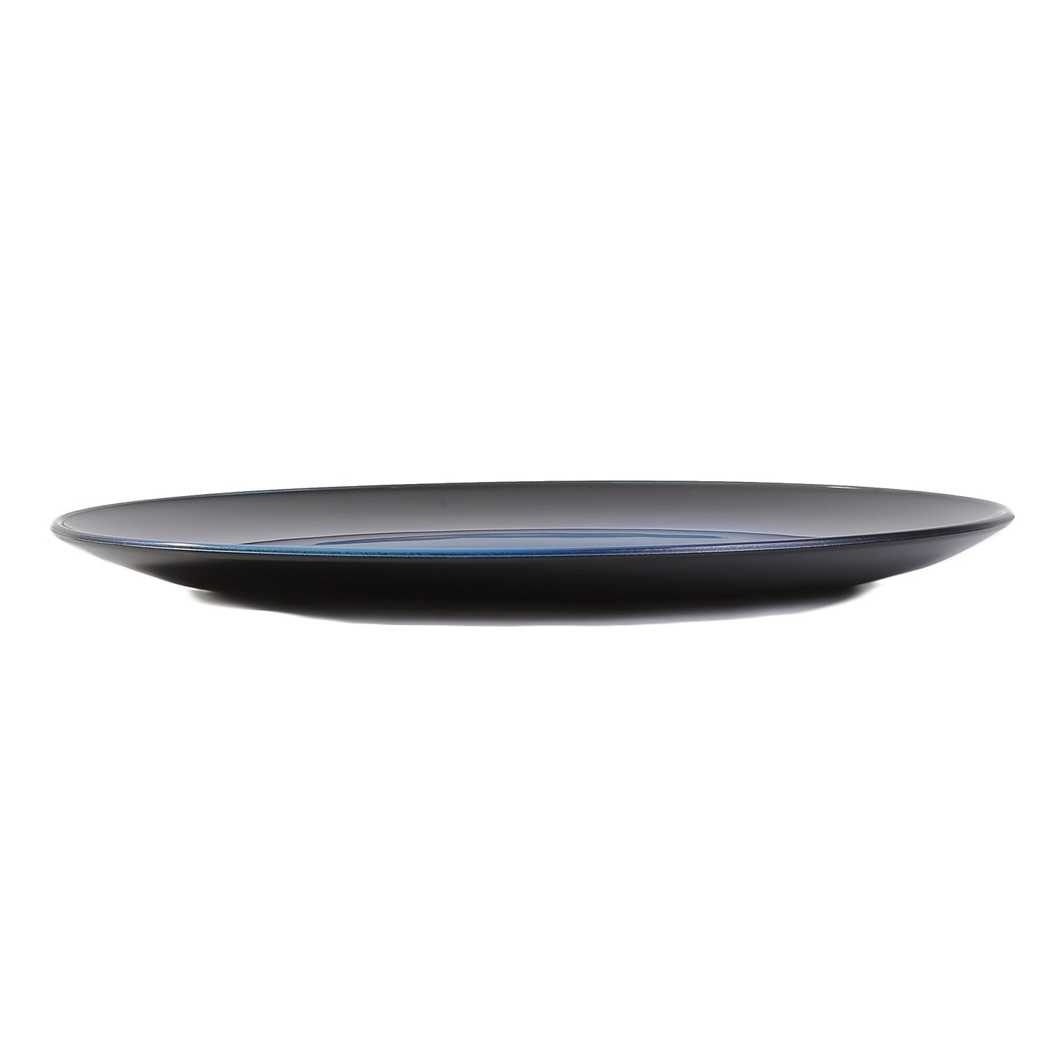 Syosaku Japanese Urushi Glass Flat Dinner Plate 11-inch (28cm) Gradation Blue, Dishwasher Safe