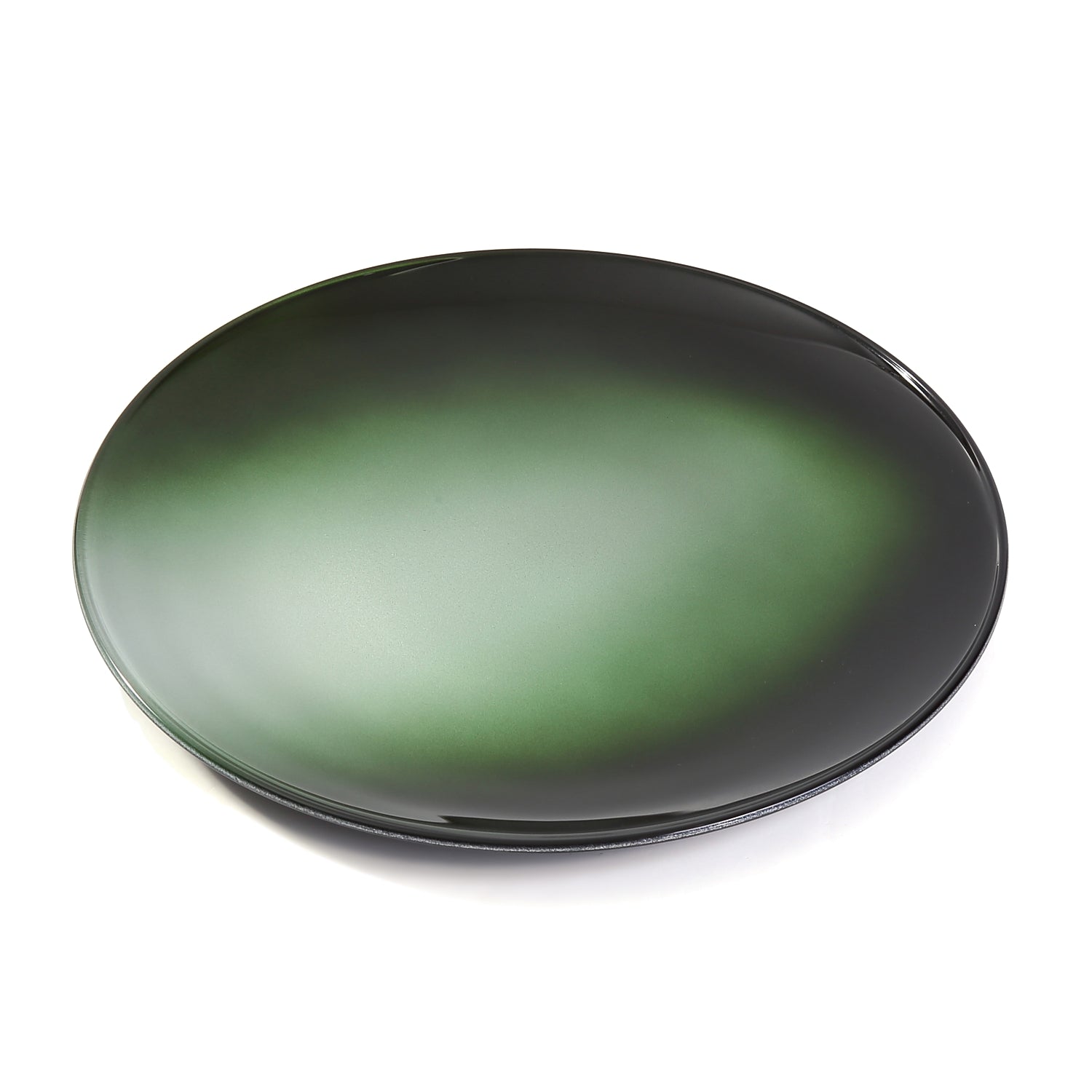 Syosaku Japanese Urushi Glass Flat Dinner Plate 11-inch (28cm) Gradation Green, Dishwasher Safe