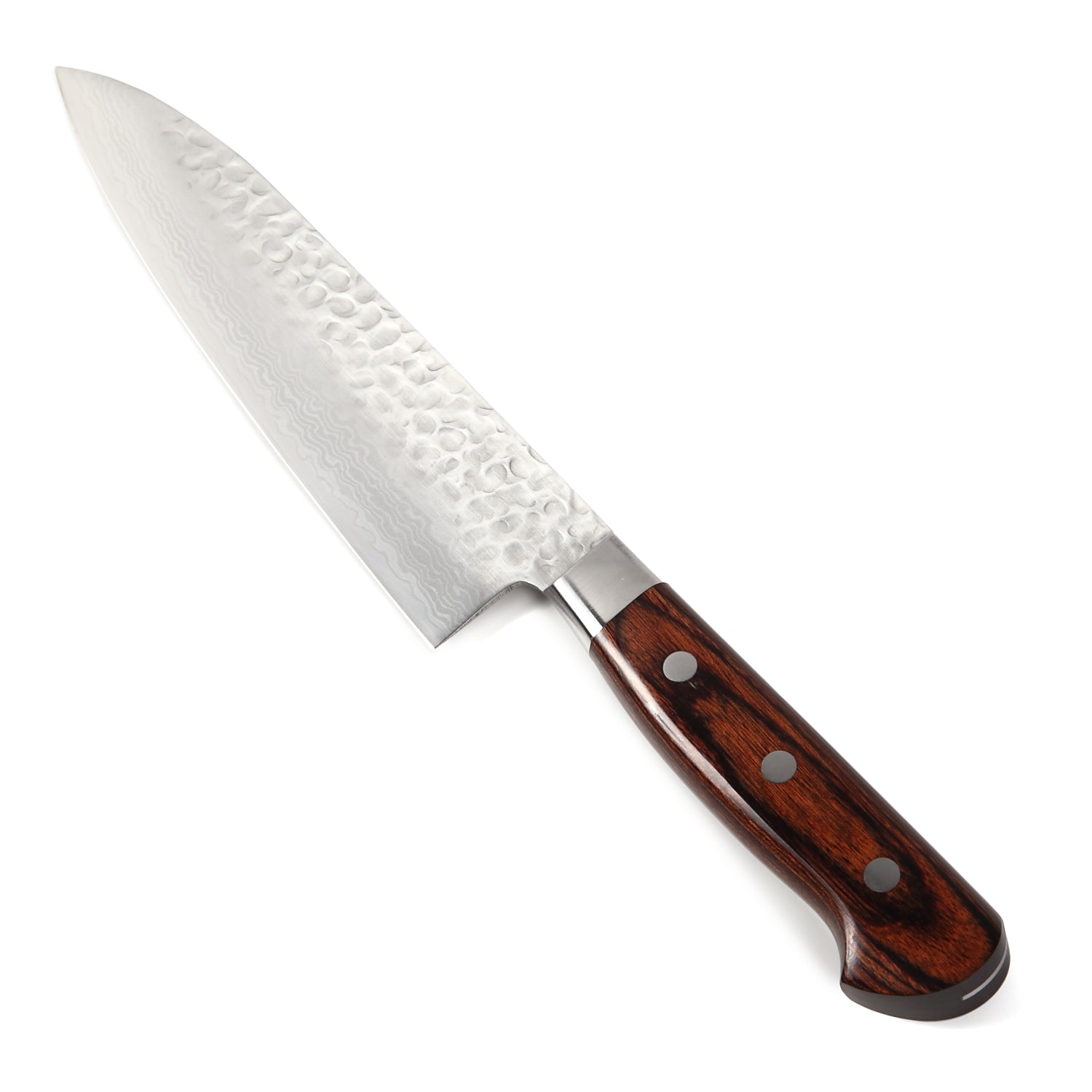Syosaku Japanese Chef Knife Hammered Damascus VG-10 16 Layer Mahogany Handle, Gyuto 7-inch (180mm)