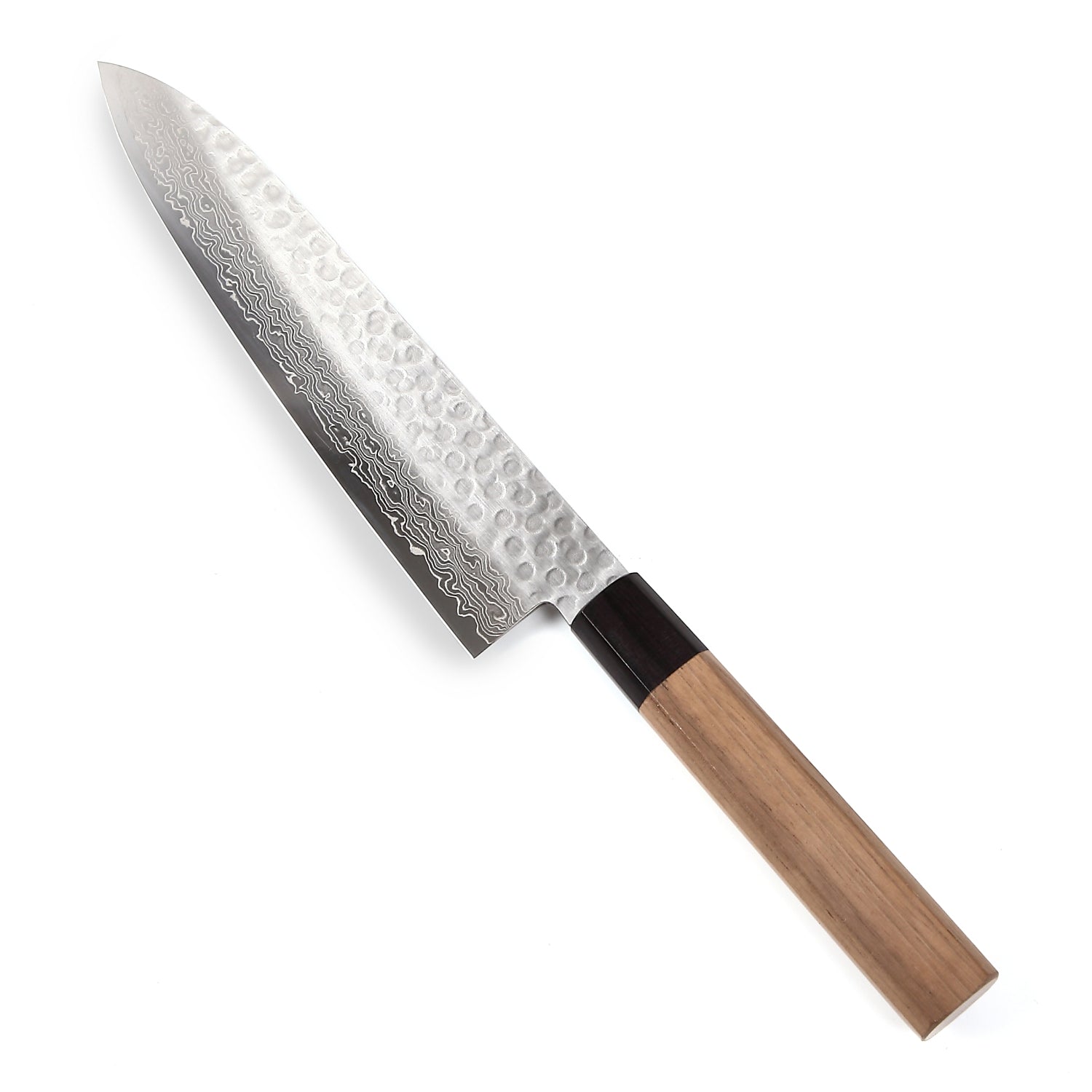 Syosaku Japanese Chef Knife Hammered Damascus VG-10 46 Layer Octagonal Walnut Handle, Gyuto 8.3-inch (210mm)