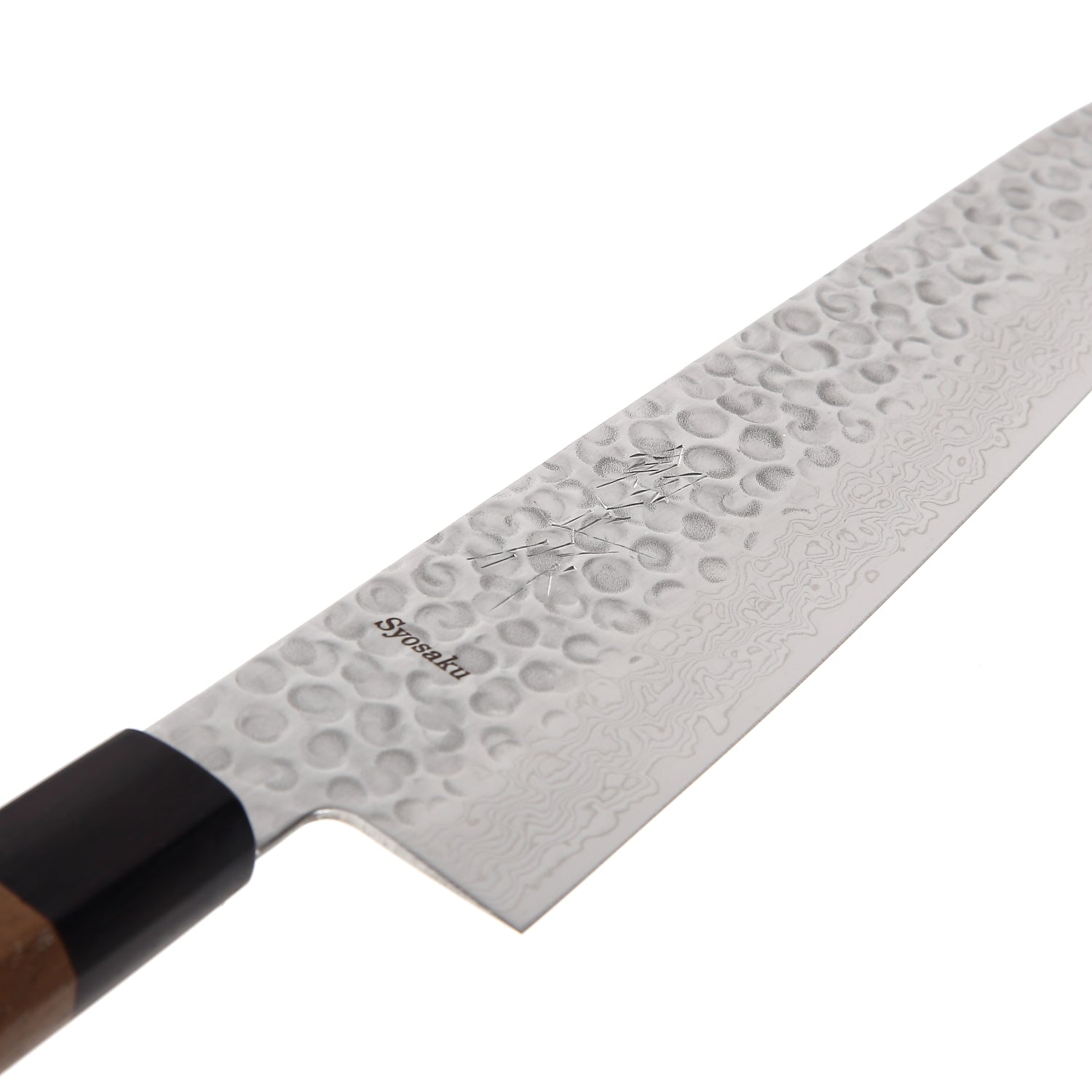 Syosaku Japanese Chef Knife Hammered Damascus VG-10 46 Layer Octagonal Walnut Handle, Gyuto 9.5-inch (240mm)