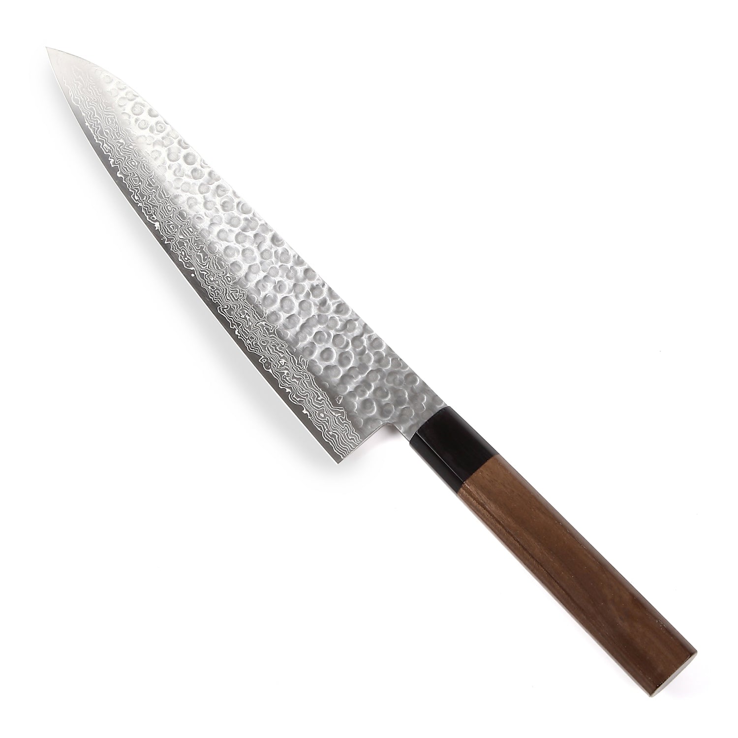 Syosaku Japanese Chef Knife Hammered Damascus VG-10 46 Layer Octagonal Walnut Handle, Gyuto 9.5-inch (240mm)