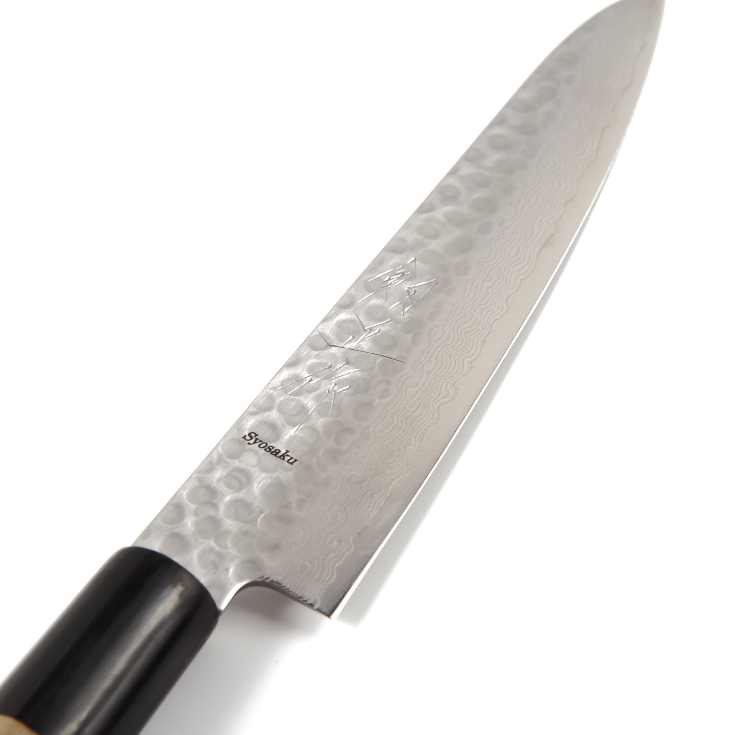 Syosaku Japanese Petty Knife Hammered Damascus VG-10 46 Layer D-Shape Magnolia Wood Handle, 6-inch (150mm)