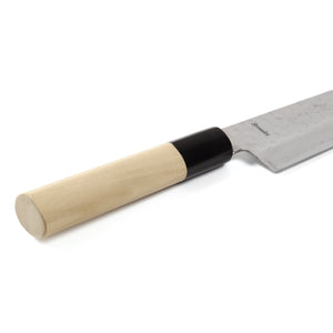 Syosaku Japanese Multi-Purpose Chef Knife Hammered Damascus VG-10 46 Layer D-Shape Magnolia Wood Handle, Santoku 7-inch (180mm)