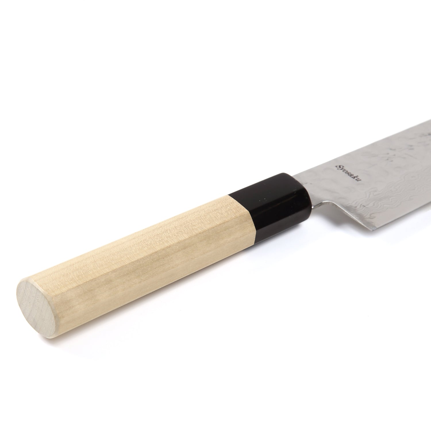 Syosaku Japanese Multi-Purpose Chef Knife Hammered Damascus VG-10 46 Layer Octagonal Magnolia Wood Handle, Santoku 7-inch (180mm)