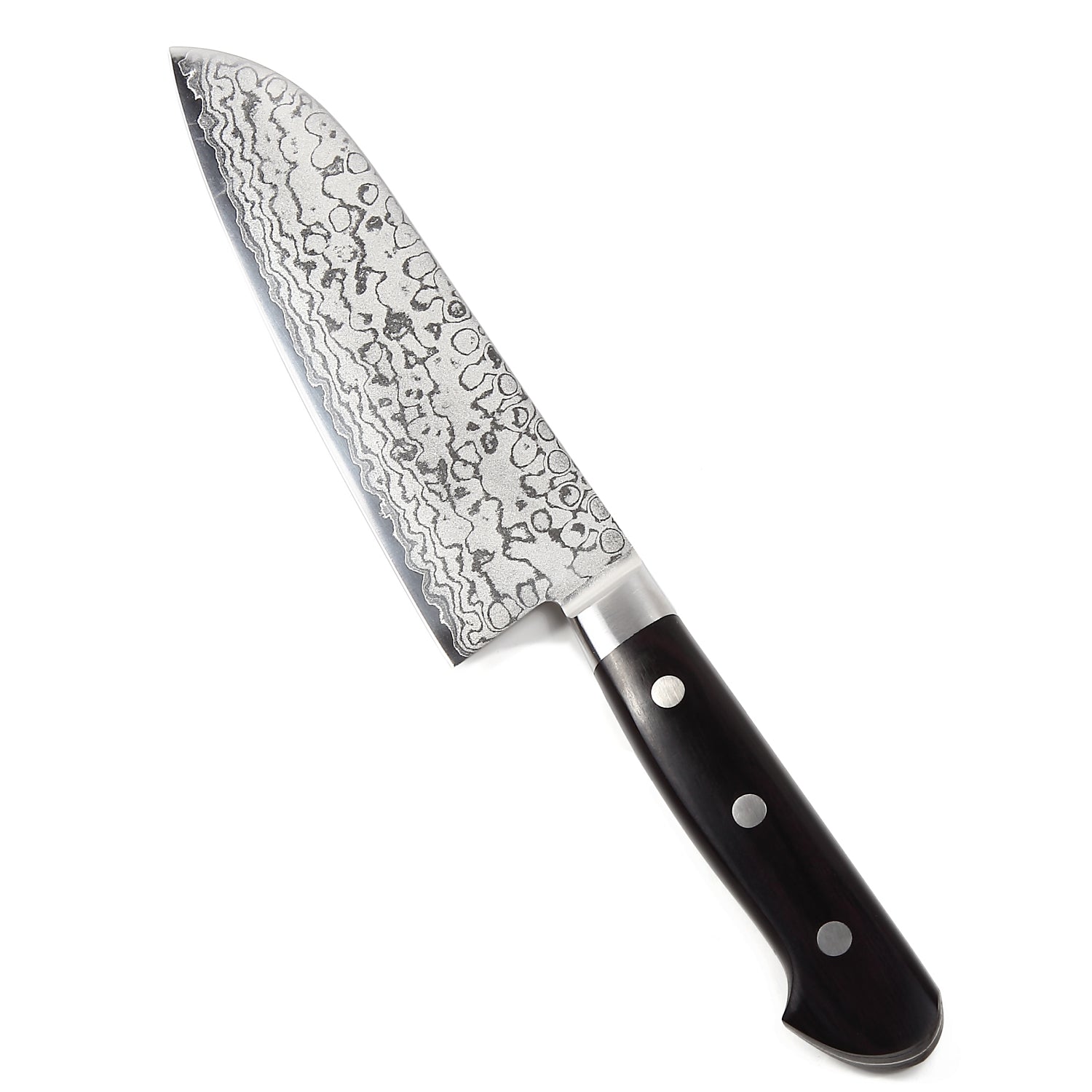 Syosaku Japanese Multi-Purpose Chef Knife Shaded Damascus VG-10 16 Layer Black Pakkawood Handle, Santoku 6.5-inch (165mm)