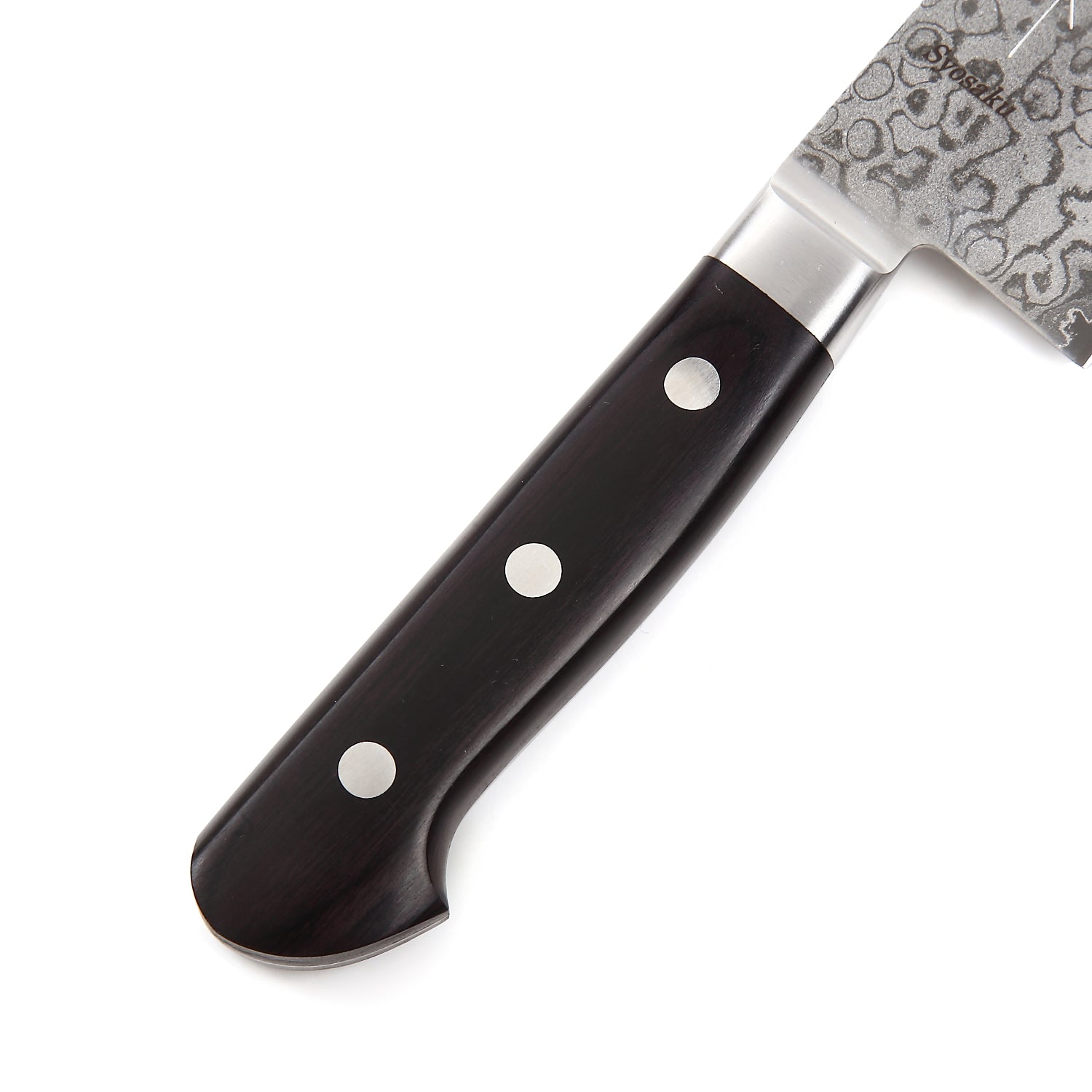 Syosaku Japanese Multi-Purpose Chef Knife Shaded Damascus VG-10 16 Layer Black Pakkawood Handle, Santoku 6.5-inch (165mm)