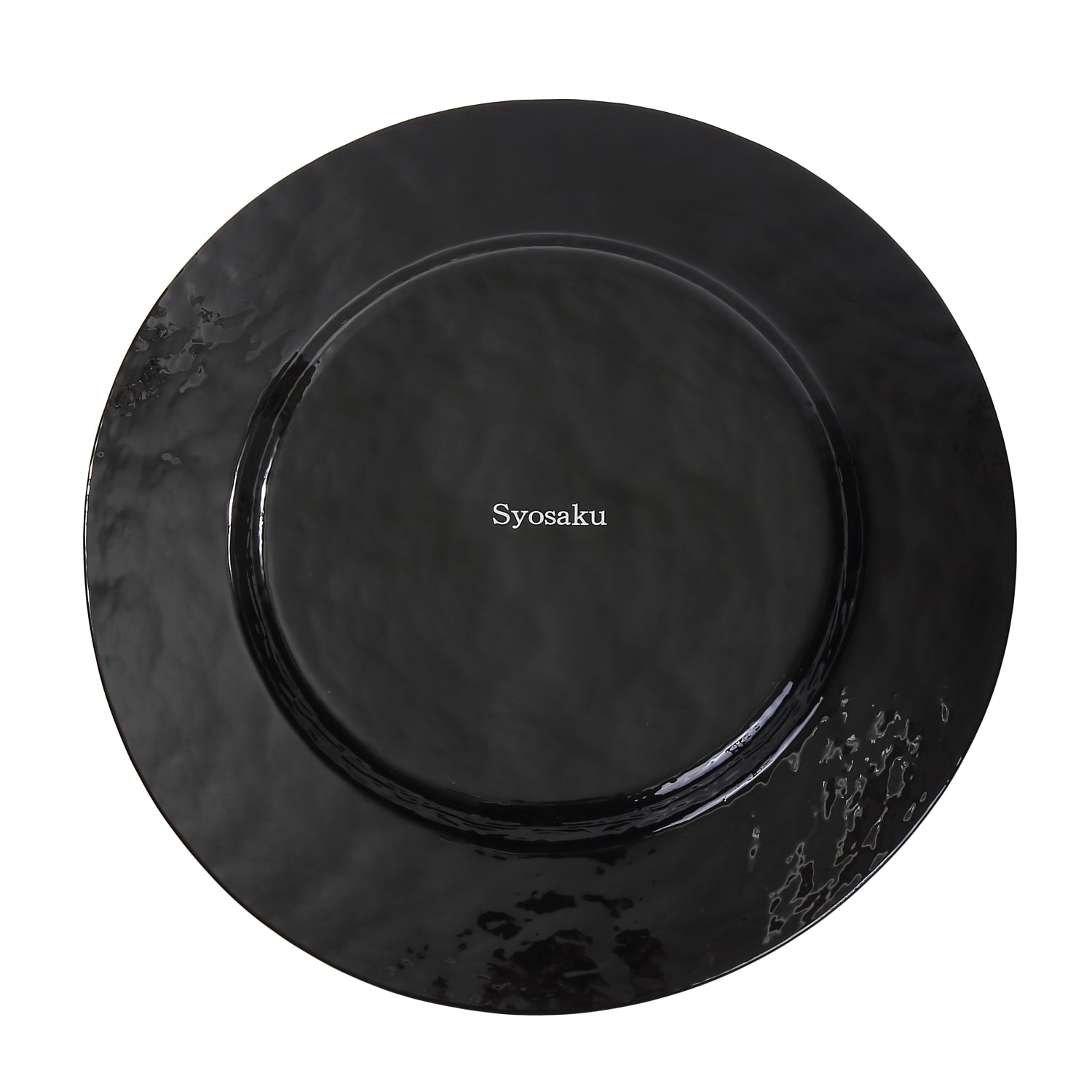 Syosaku Japanese Urushi Glass Dinner Plate 12.5-inch (32cm) Jet Black with Gold Leaf, Dishwasher Safe