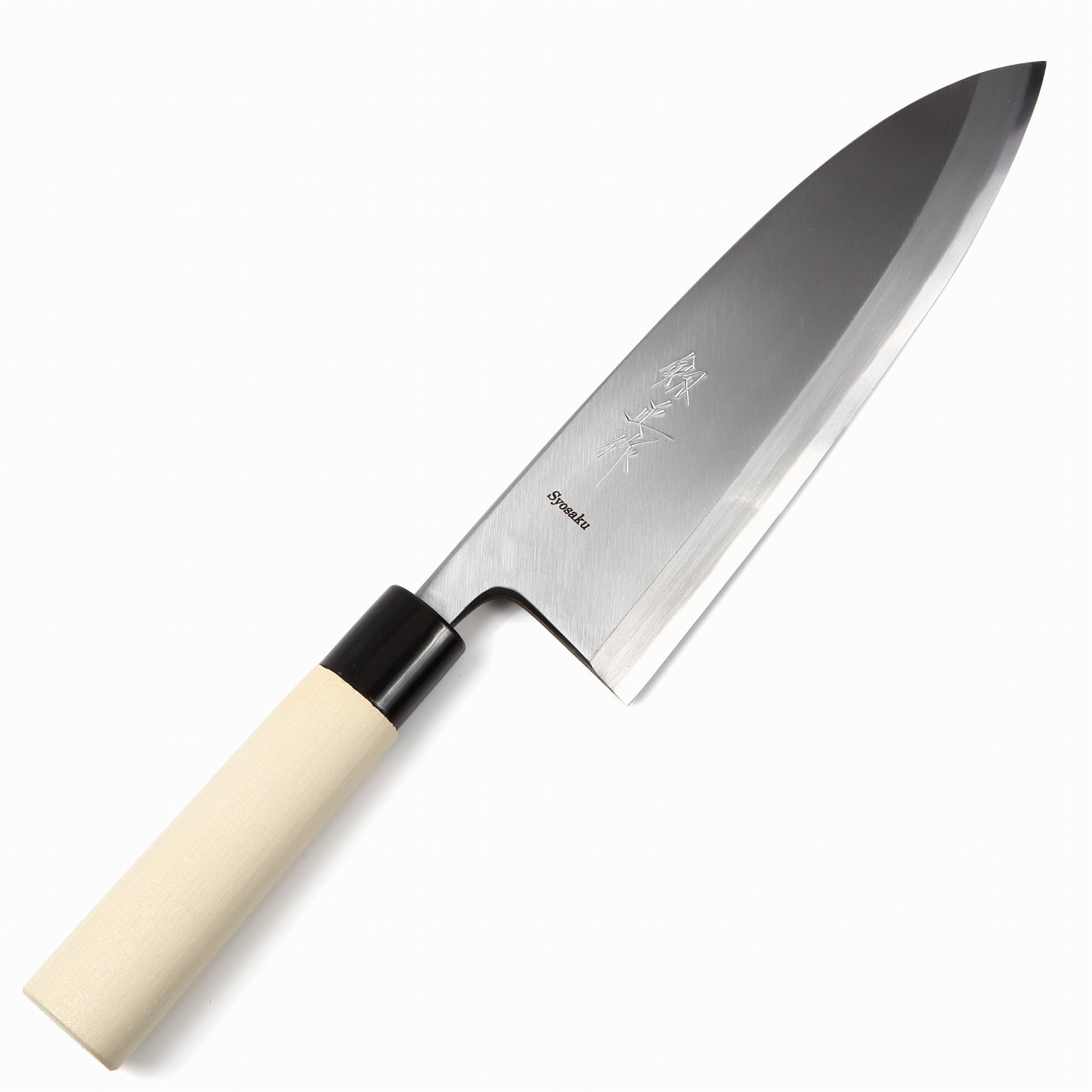 Syosaku Japanese Sushi Fillet Chef Knife Kigami (Yellow Steel) No.2 D-Shape Magnolia Wood Handle, Deba 8.3-inch (210mm)