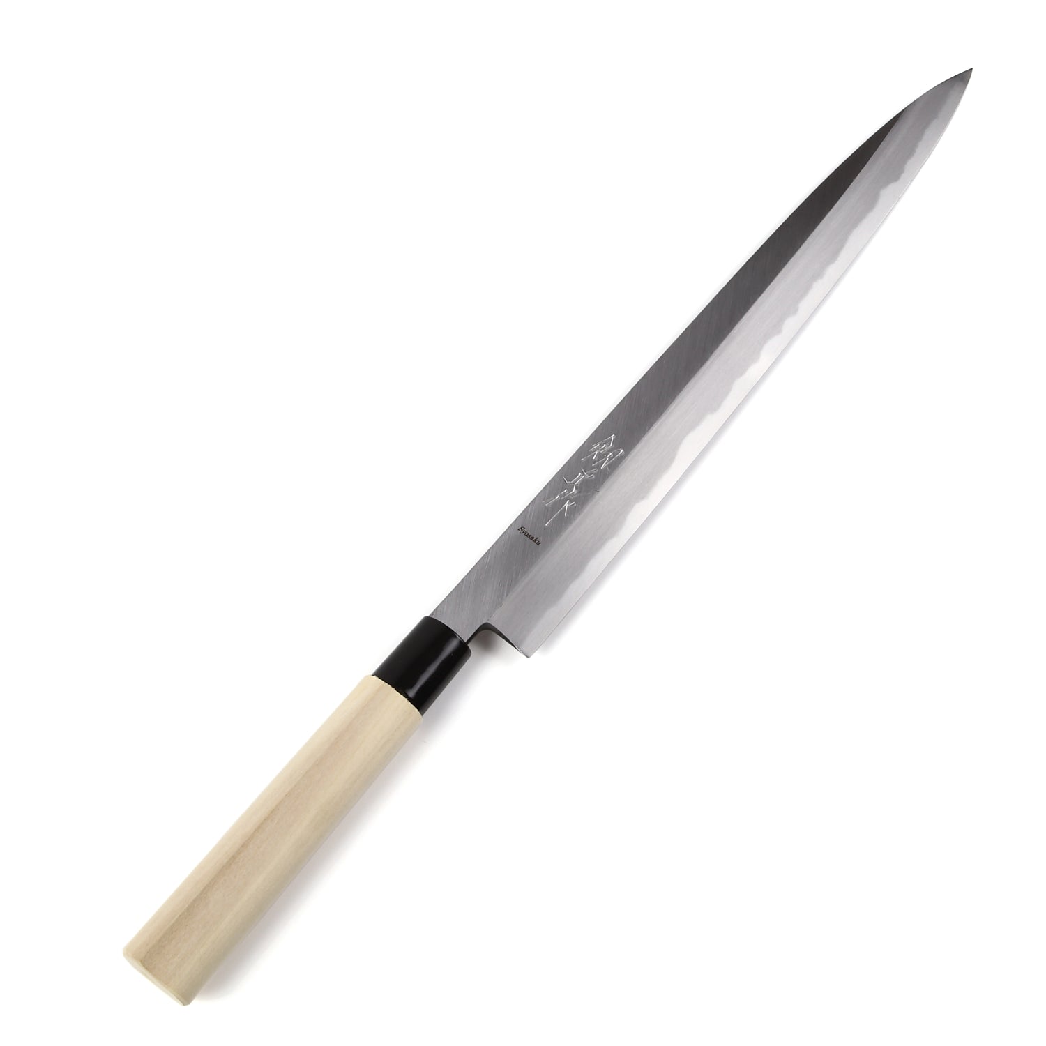 Syosaku Japanese Sushi Sashimi Chef Knife Kigami (Yellow Steel) No.2 D-Shape Magnolia Wood Handle, Yanagiba 13-inch (330mm)