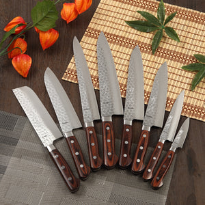 Syosaku Japanese Vegetable Best Sharp Kitchen Chef Knife Hammered Damascus VG-10 16 Layer Mahogany Handle, Nakiri 6.3-inch (160mm)