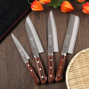Syosaku Japanese Petty Best Sharp Kitchen Chef Knife VG-1 Gold Stainless Steel Mahogany Handle, 5.3-inch (135mm)