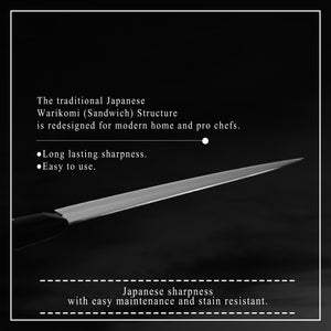 Syosaku Japanese Best Sharp Kitchen Chef Knife Molybdenum Vanadium Clad Stainless Steel w/o Bolster, Gyuto 7-inch (180mm) Dishwasher Safe - Syosaku-Japan