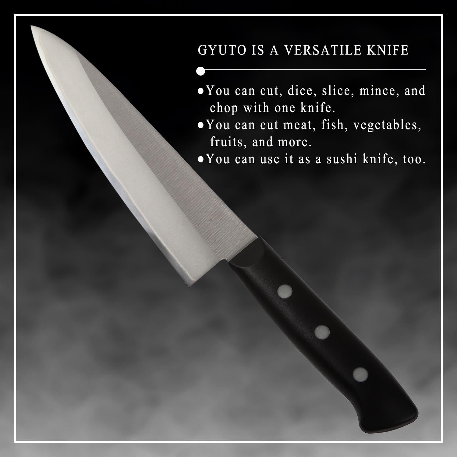 Syosaku Japanese Chef Knife Molybdenum Vanadium Clad Stainless Steel w/o Bolster, Gyuto 7-inch (180mm) Dishwasher Safe