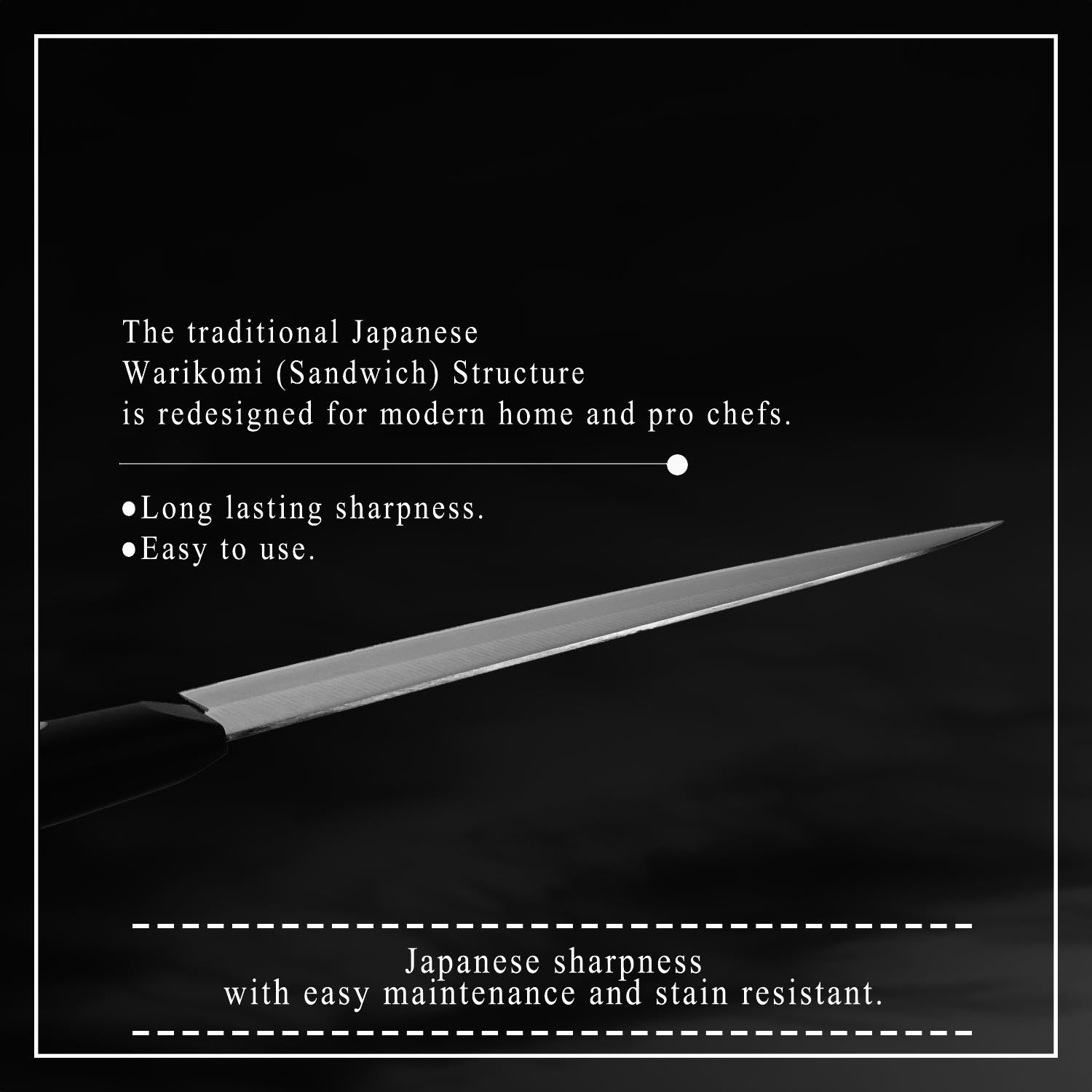 Syosaku Japanese Best Sharp Kitchen Chef Knife Molybdenum Vanadium Clad Stainless Steel w/o Bolster, Gyuto 7-inch (180mm) Dishwasher Safe