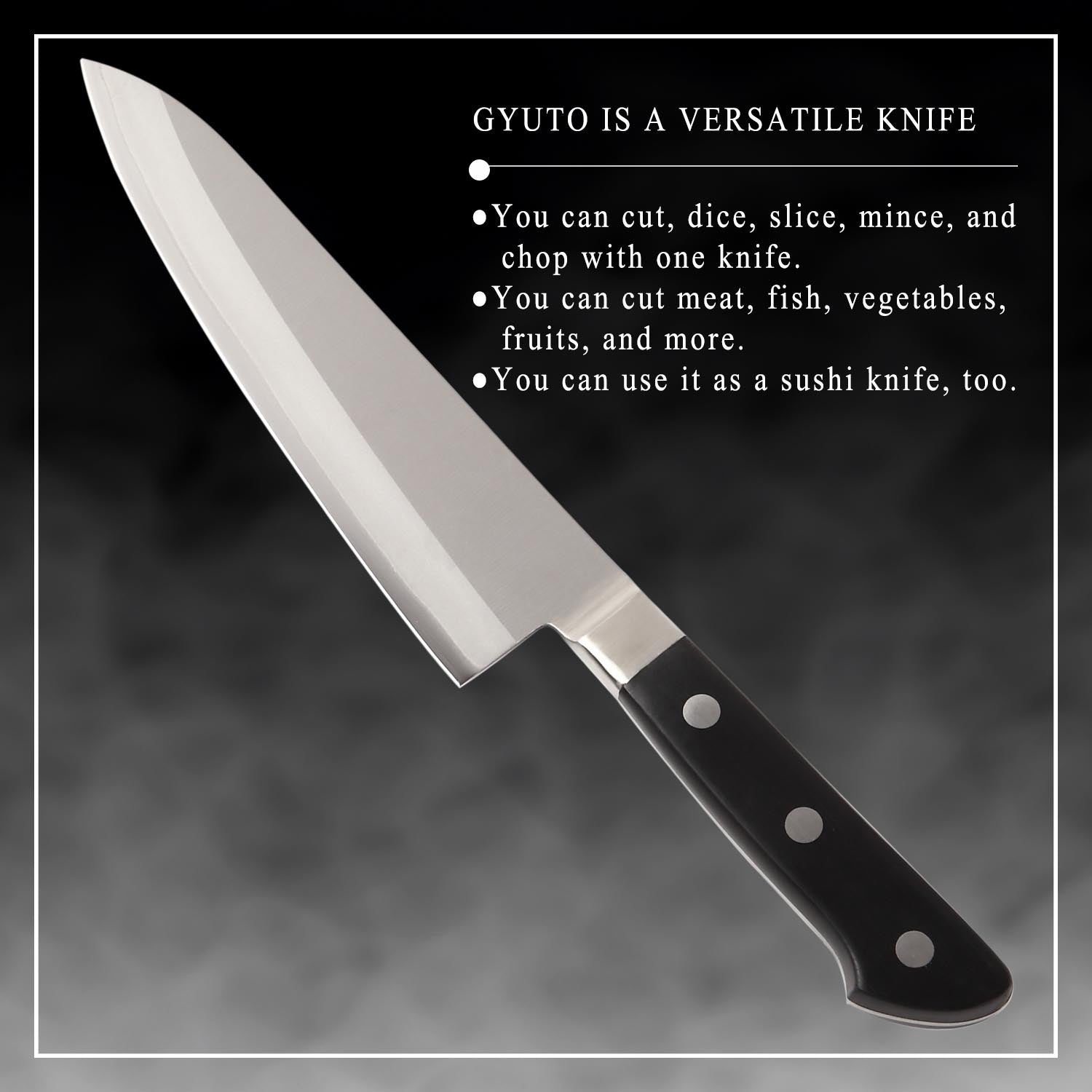 Syosaku Japanese Best Sharp Kitchen Chef Knife Molybdenum Vanadium Clad Stainless Steel with Bolster, Gyuto 7-inch (180mm) Dishwasher Safe - Syosaku-Japan