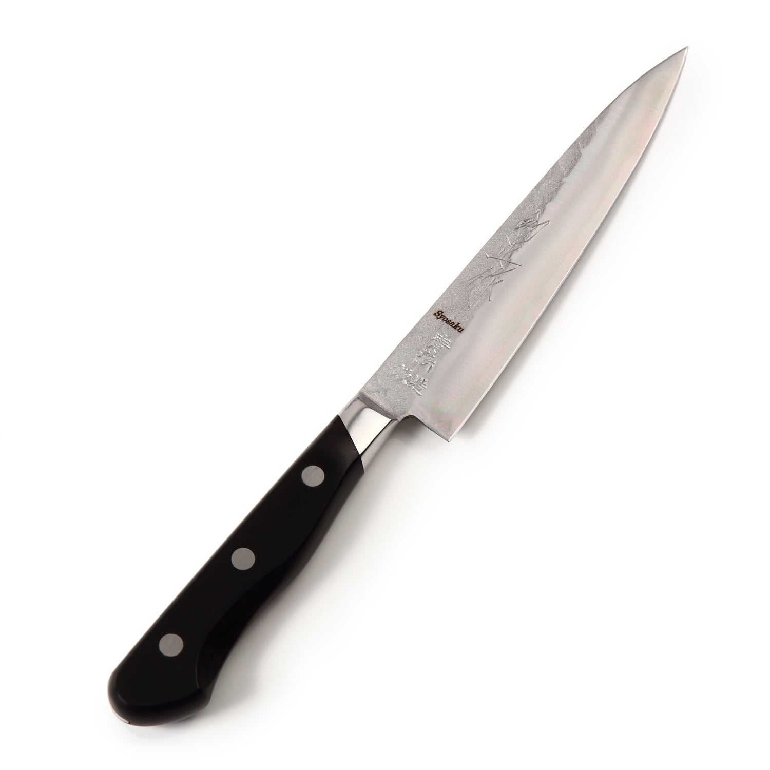 Syosaku Japanese Petty Knife Aoko (Blue Steel) No.2 Black Pakkawood Handle, 5.3-inch (135mm)