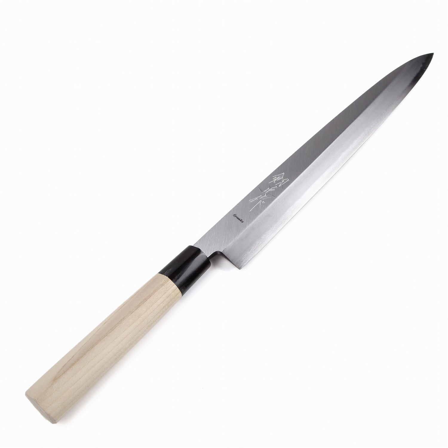Syosaku Japanese Sushi Sashimi Chef Knife Shiroko (White Steel) No.2 D-Shape Magnolia Wood Handle, Yanagiba 13-inch (330mm)