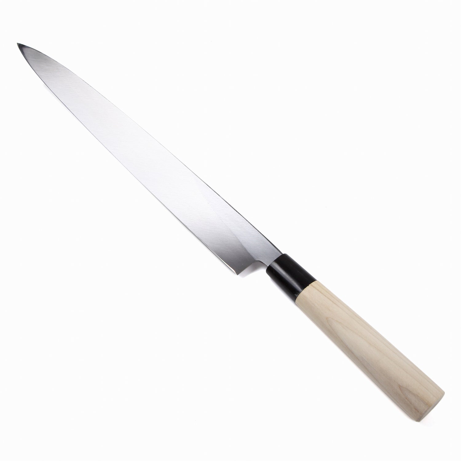 Syosaku Japanese Sushi Sashimi Chef Knife Shiroko (White Steel) No.2 D-Shape Magnolia Wood Handle, Yanagiba 13-inch (330mm)