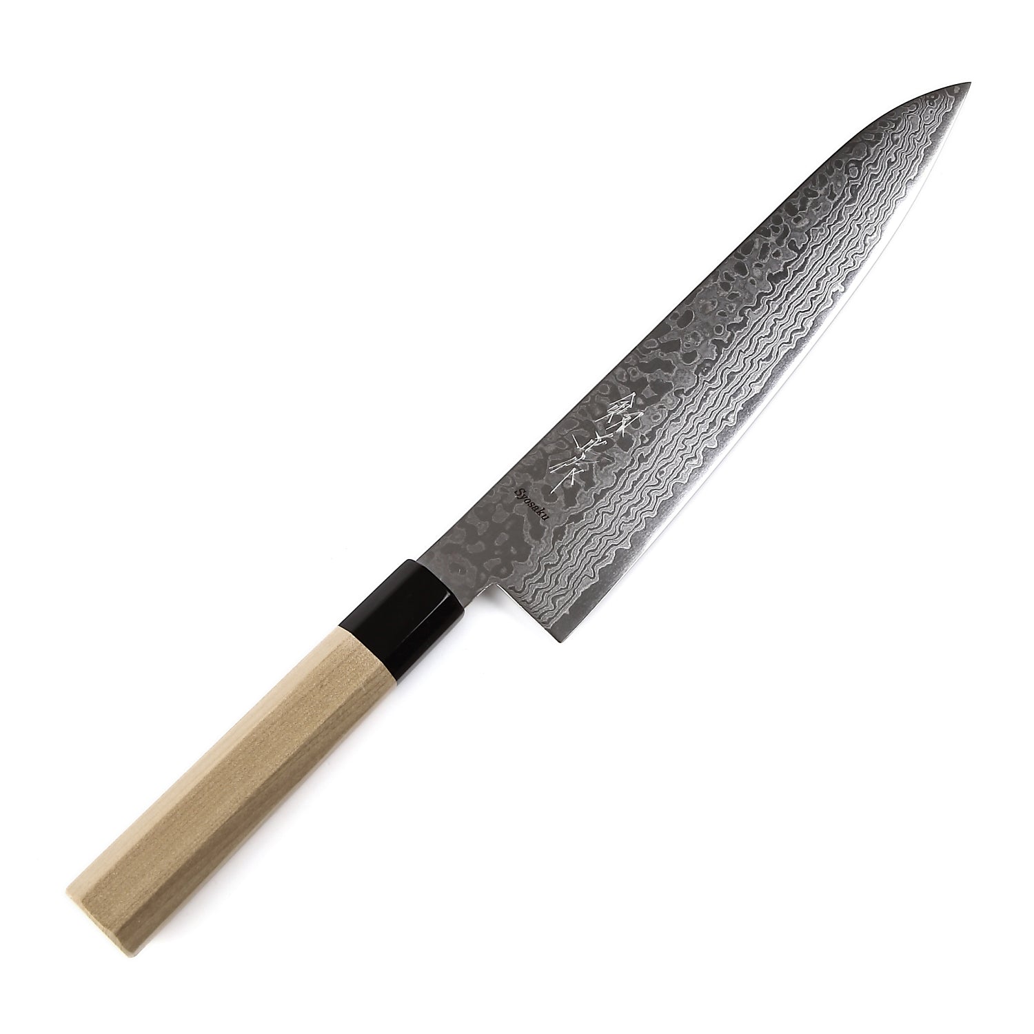 Syosaku Japanese Chef Knife Damascus ZA18 69 Layer Octagonal Magnolia Wood Handle, Gyuto 9.5-inch (240mm)