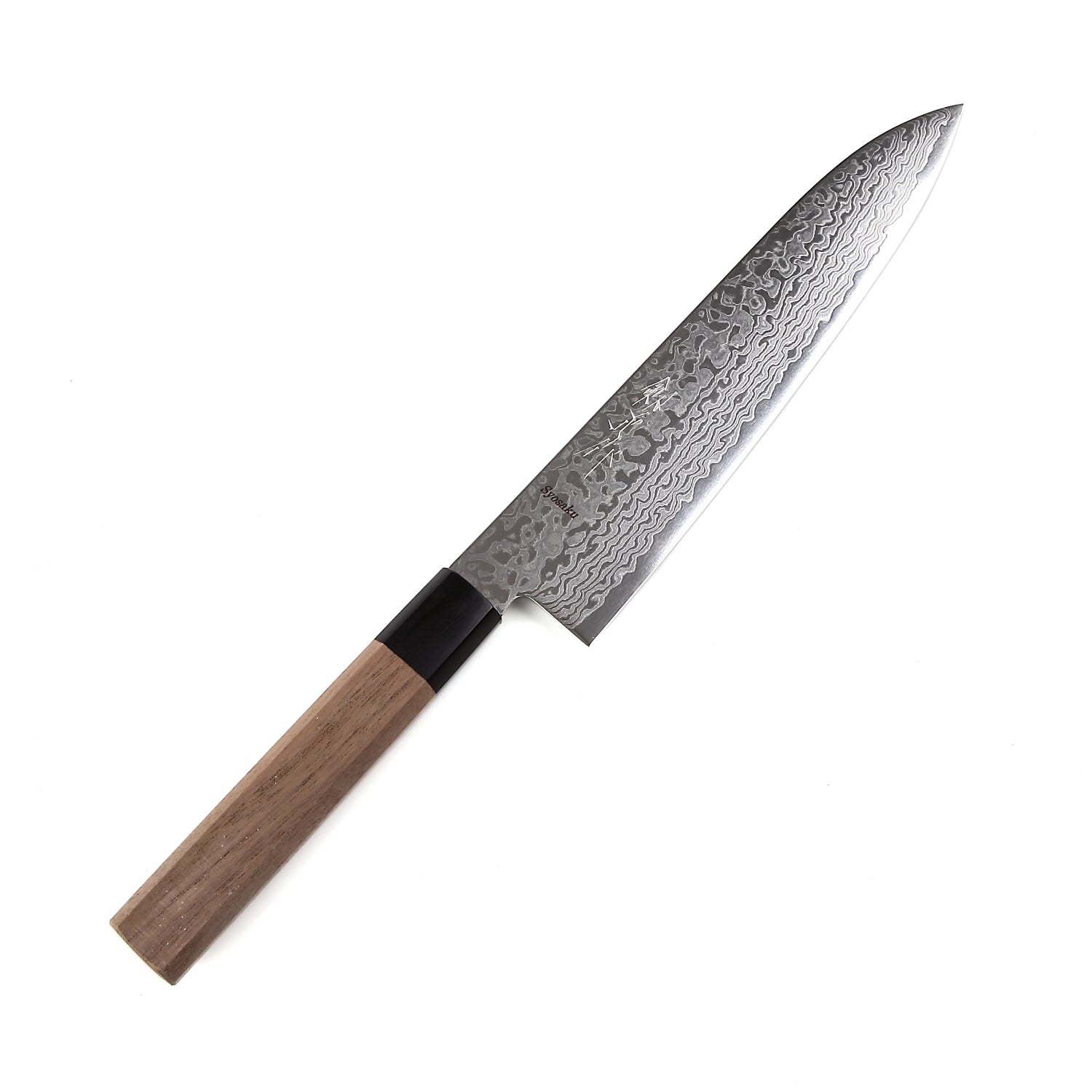 Syosaku Japanese Chef Knife Damascus ZA18 69 Layer Octagonal Walnut Handle, Gyuto 8.3-inch (210mm)