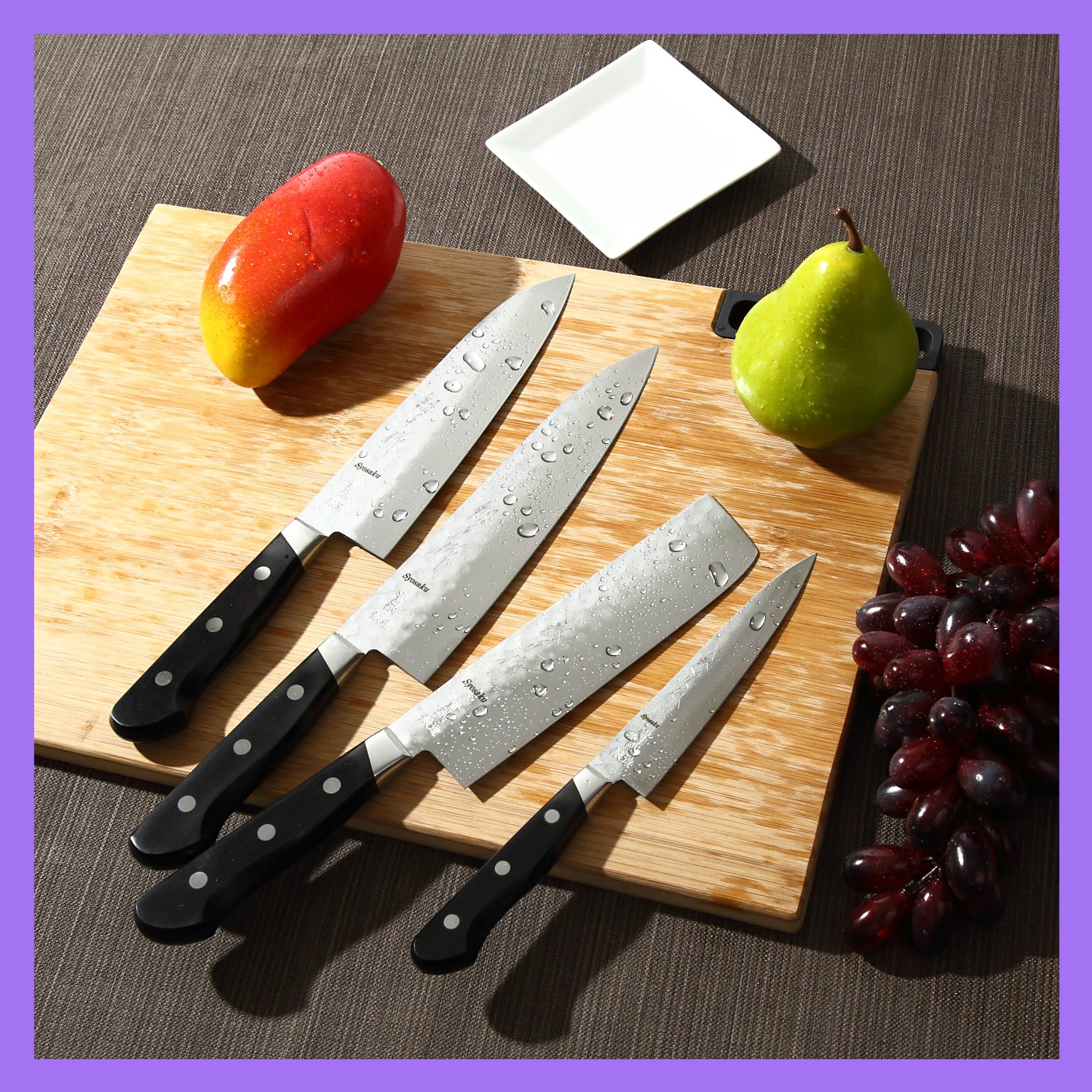 Syosaku Japanese Vegetable Knife Aoko (Blue Steel) - No.2 Black Pakkawood Handle, Nakiri 6.5-inch (160mm)