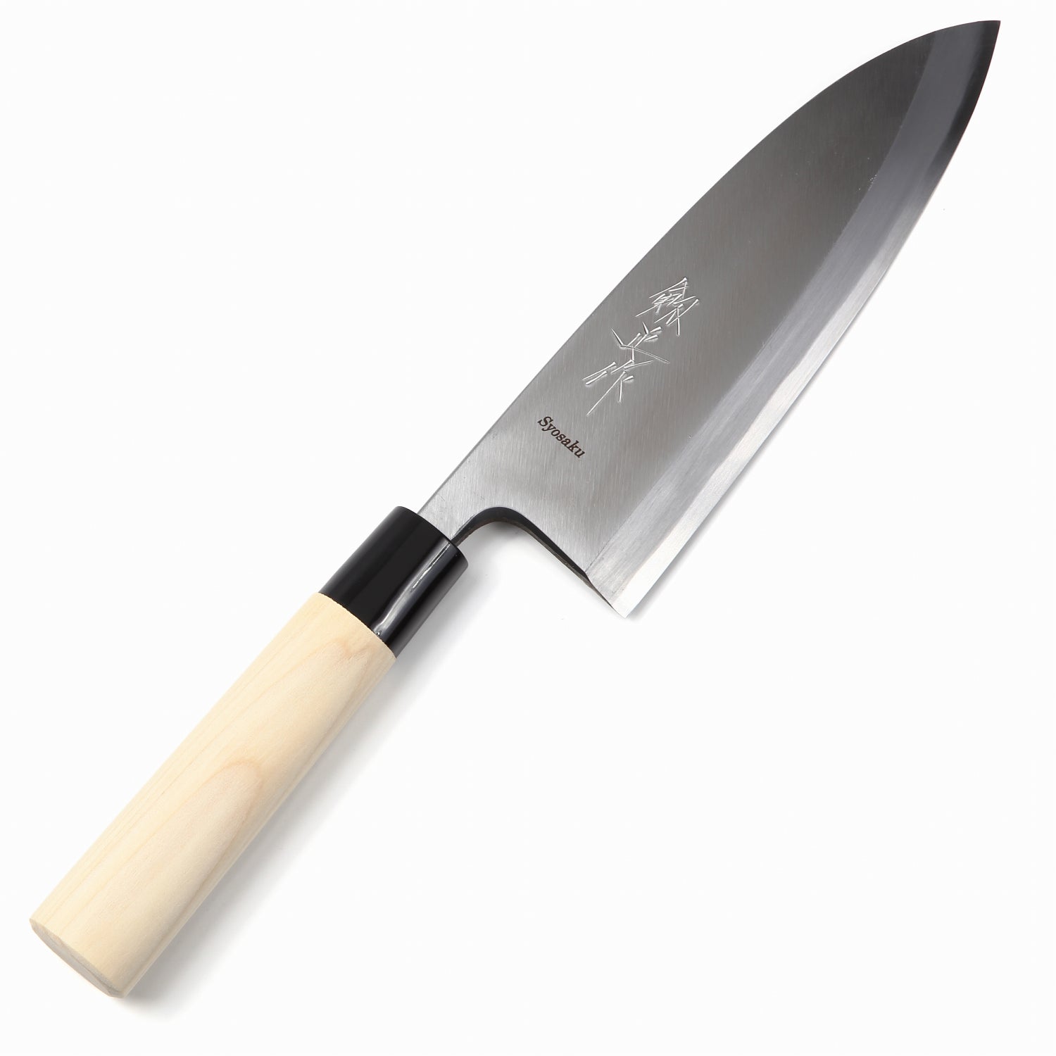 Syosaku Japanese Sushi Fillet Chef Knife Kigami (Yellow Steel) No.2 D-Shape Magnolia Wood Handle, Deba 7-inch (180mm)