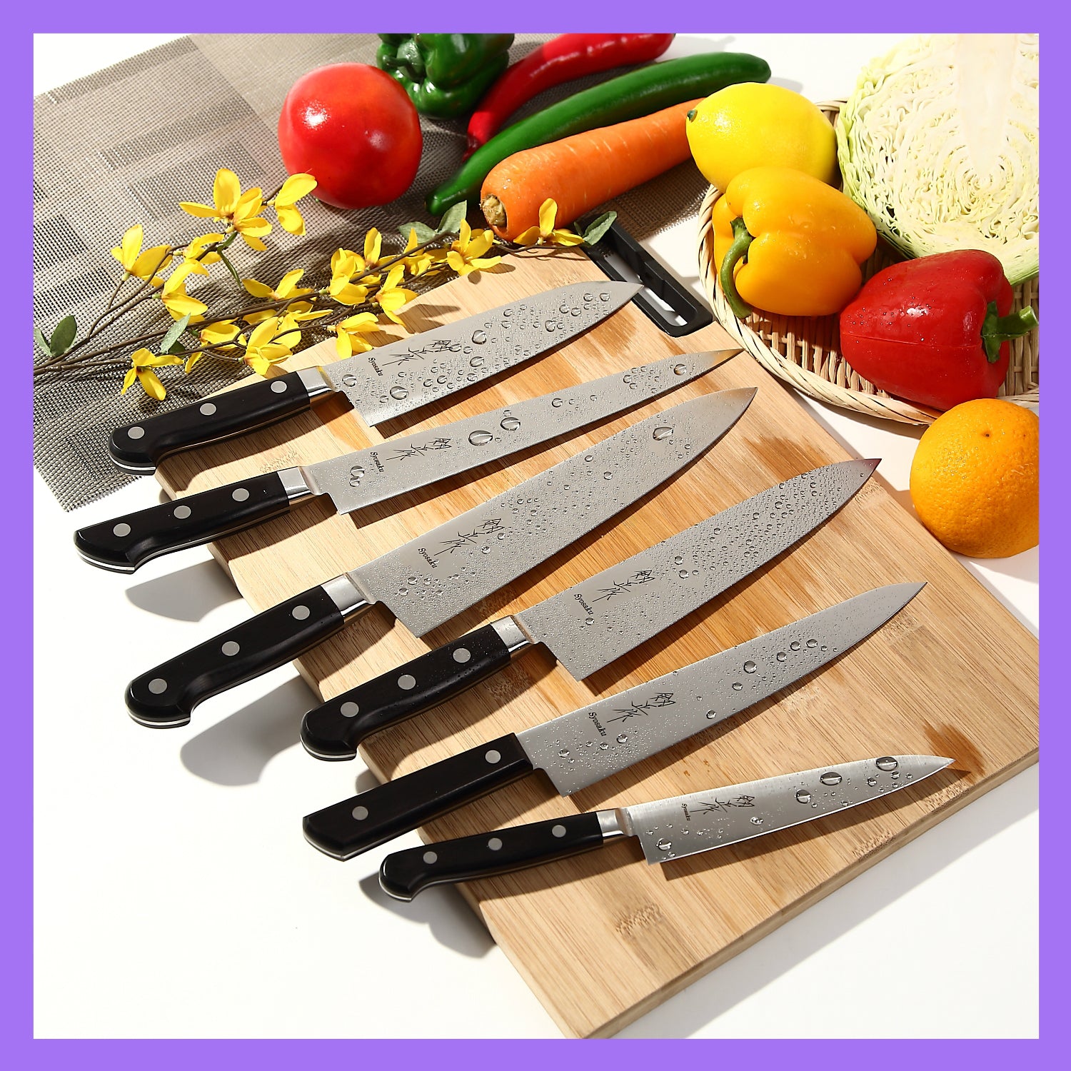 Syosaku Japanese Chef Knife INOX AUS-8A Stainless Steel Black Pakkawood Handle, Gyuto 9.5-inch (240mm)