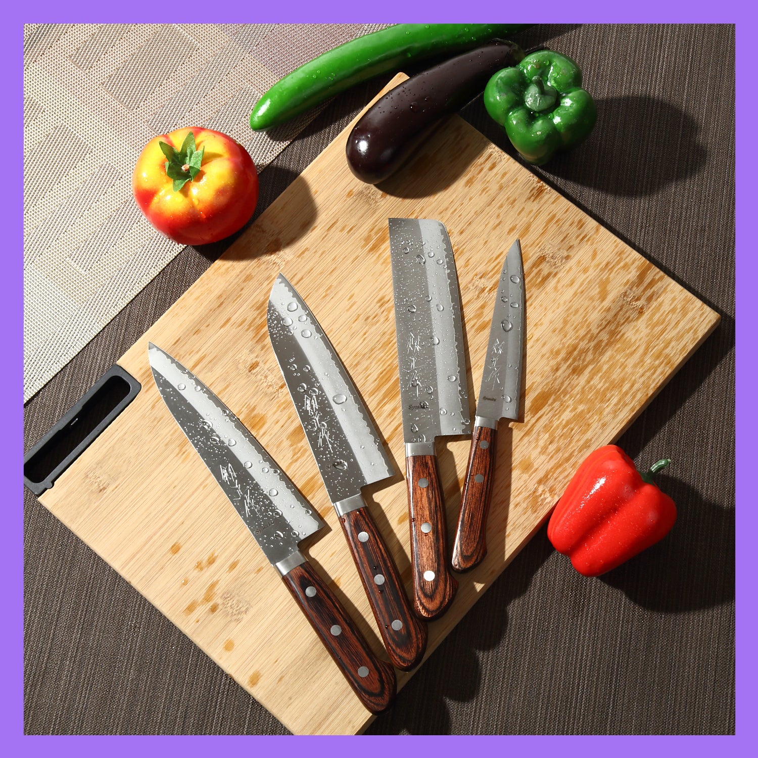 Syosaku Japanese Chef Knife VG-1 Gold Stainless Steel Mahogany Handle, Gyuto 7-inch (180mm) with Magnolia Wood Sheath Saya Cover