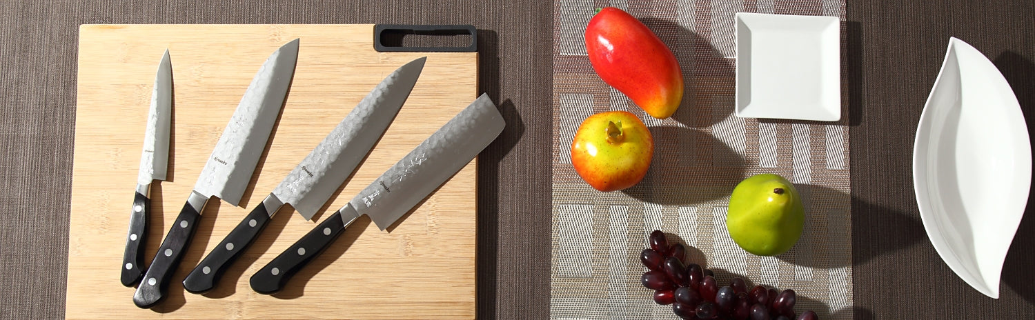 Syosaku Japanese Multi-Purpose Chef Knife Aoko (Blue Steel) No.2 Black Pakkawood Handle, Santoku 7-inch (180mm) with Magnolia Wood Sheath Saya Cover
