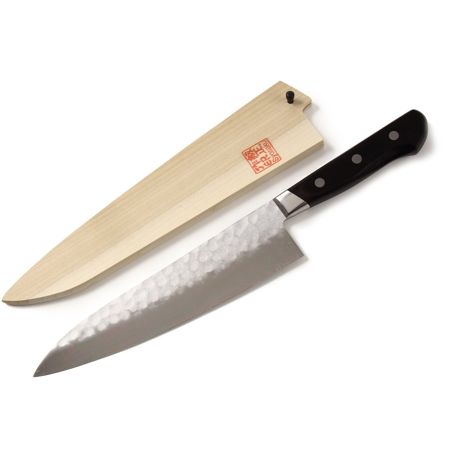 Syosaku Japanese Chef Knife Aoko (Blue Steel) No.2 Black Pakkawood Handle, Gyuto 8-inch (200mm) with Magnolia Wood Sheath Saya Cover