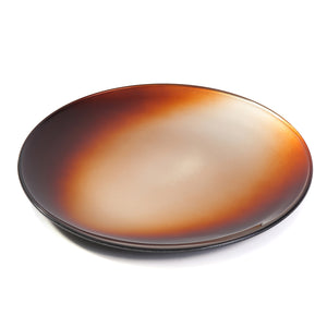 Syosaku Japanese Urushi Glass Flat Dinner Plate 11-inch (28cm) Gradation Brown, Dishwasher Safe
