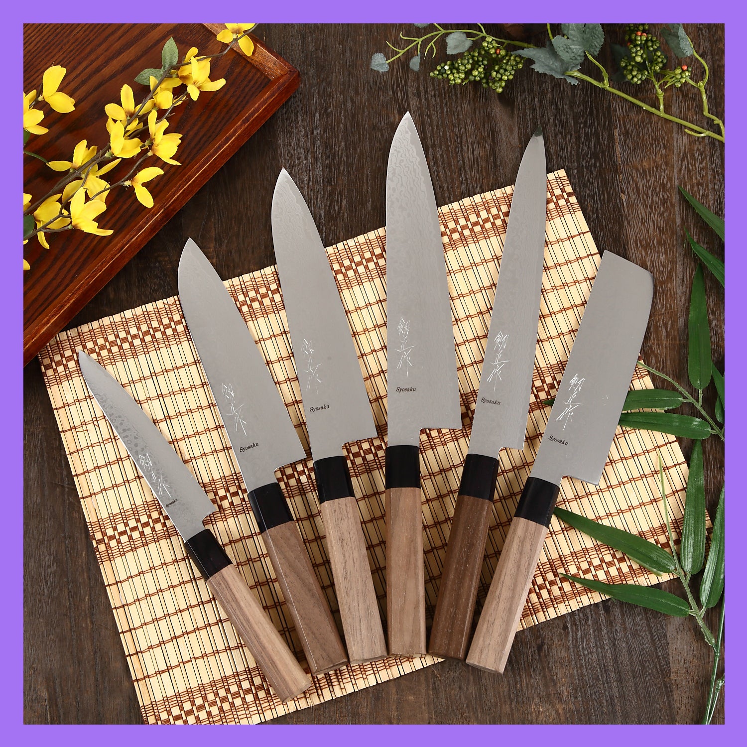 Syosaku Japanese Chef Knife Damascus ZA18 69 Layer Octagonal Walnut Handle, Gyuto 9.5-inch (240mm)