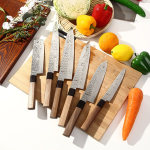 Syosaku Japanese Best Sharp Kitchen Chef Knife Hammered Damascus VG-10 46 Layer Octagonal Walnut Handle, Gyuto 8.3-inch (210mm)