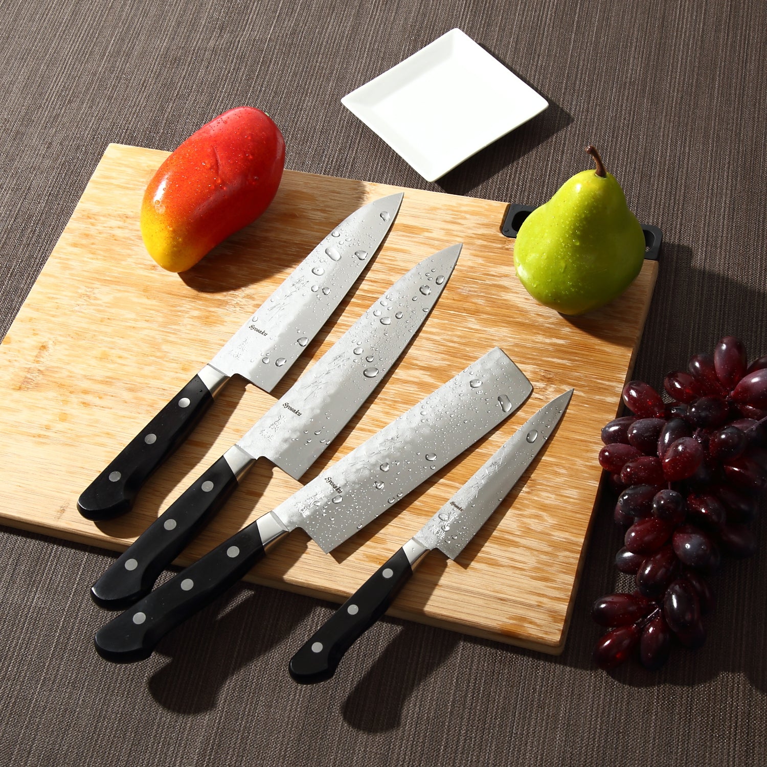 Syosaku Japanese Best Sharp Kitchen Chef Knife Aoko(Blue Steel)-No.2 Black Pakkawood Handle, Gyuto 8-inch (200mm) with Magnolia Wood Sheath Saya Cover