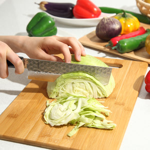Syosaku Japanese Vegetable Best Sharp Kitchen Chef Knife Hammered Damascus VG-10 46 Layer Octagonal Magnolia Wood Handle, Nakiri 6.3-inch (160mm)
